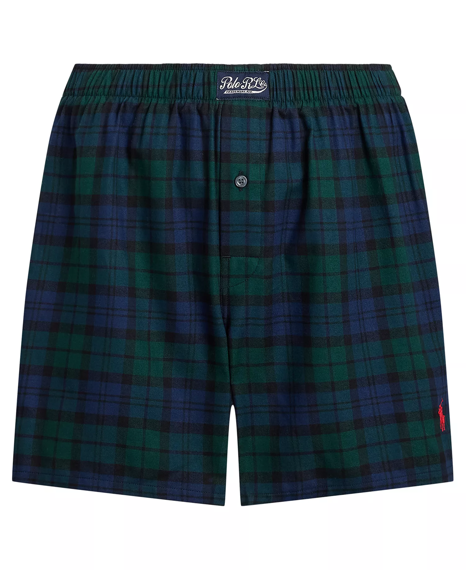 Men's Plaid Pattern Single-Button Fly Flannel Yarn-Dyed Boxers - Blackwatch Plaid - M
