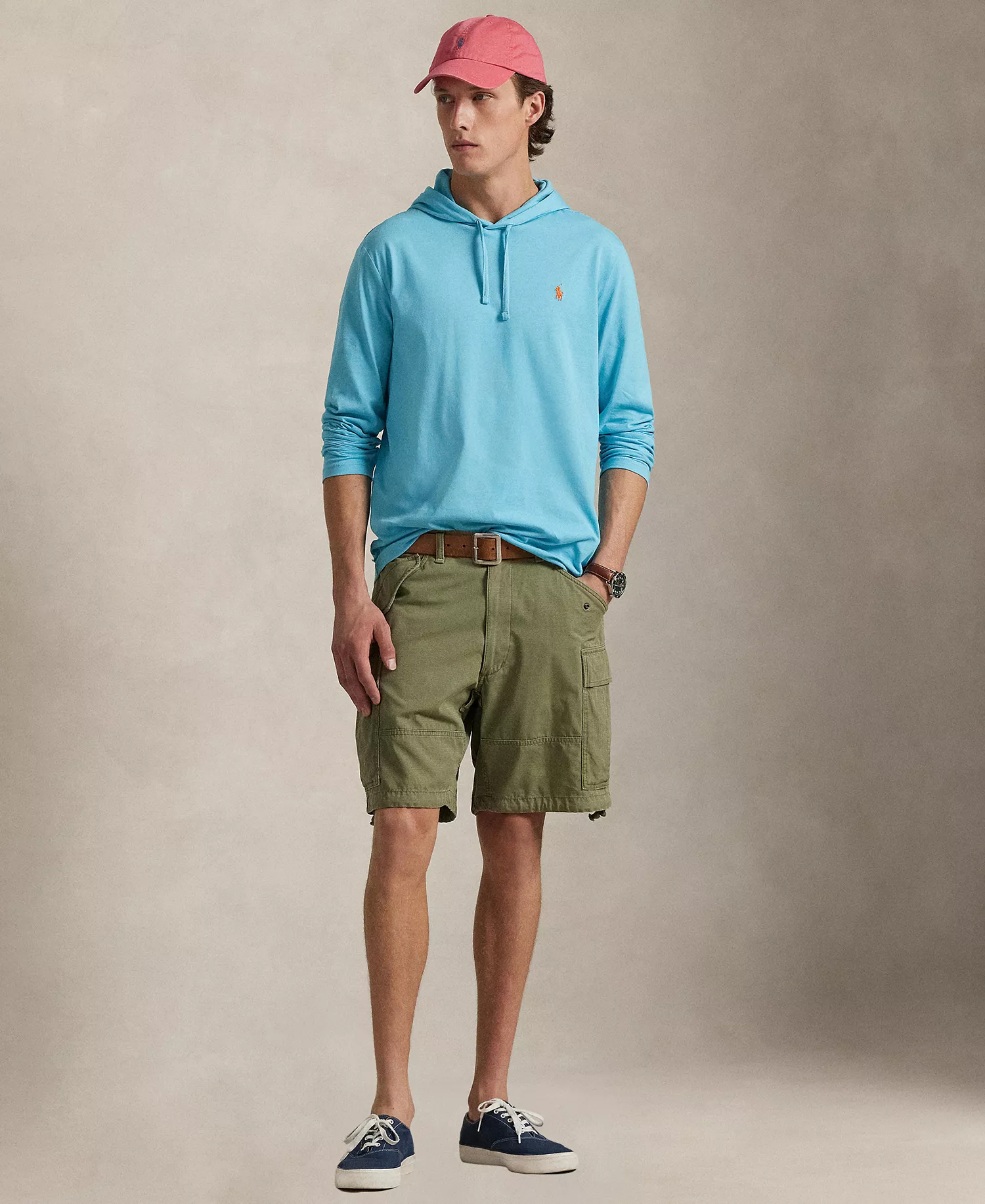 Men's Tropical Jersey Hooded T-Shirt - Blue - 2XL