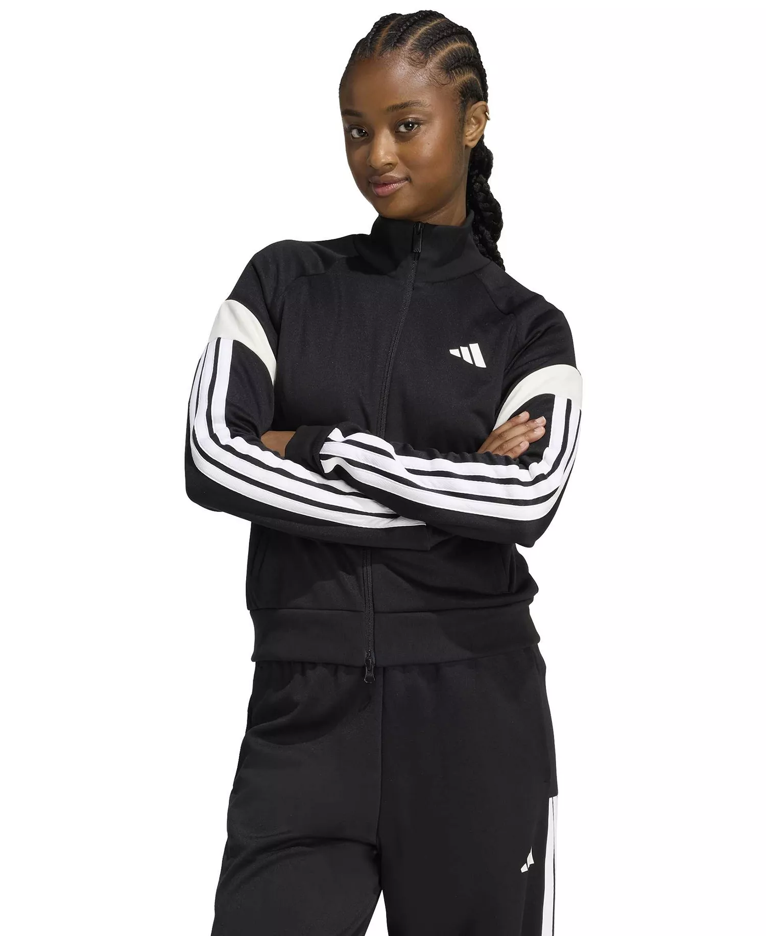 Women's Slim Fit Tiro Track Top - Black/Off White/White - 2XL