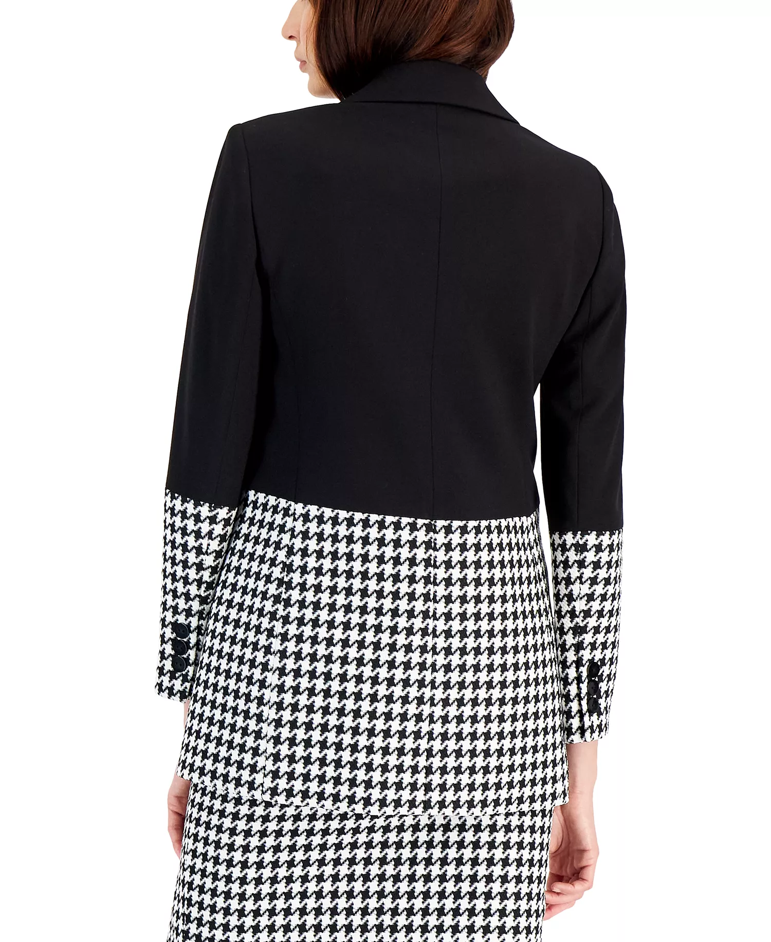 Women's Houndstooth Colorblocked Jacket  - Black/ivor - 2