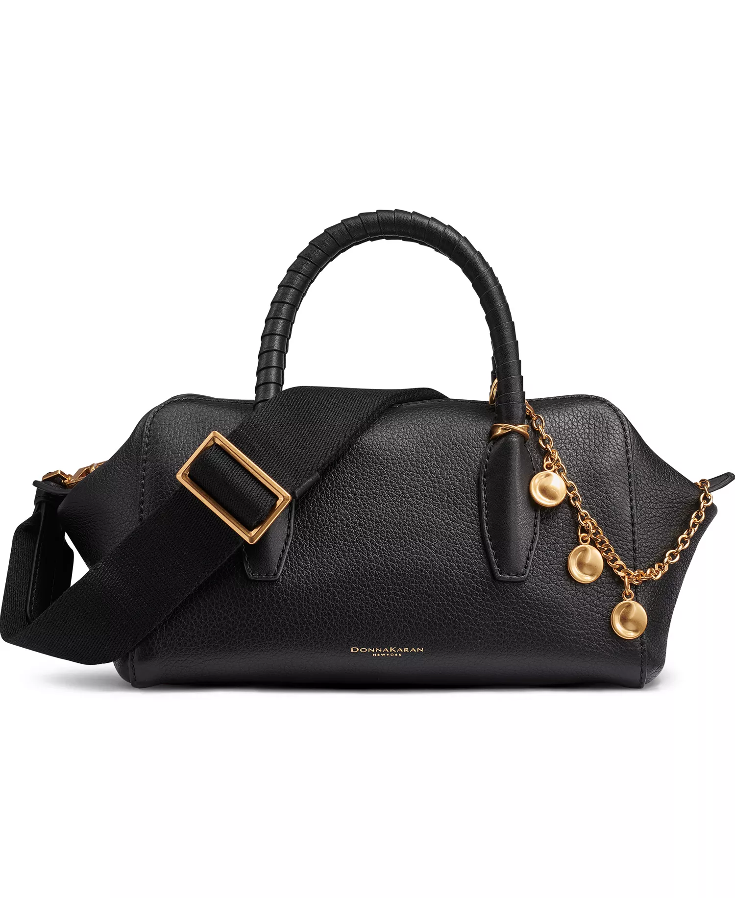 Chantilly Leather Medium Satchel Bag - Black/Gold - ONE SIZE