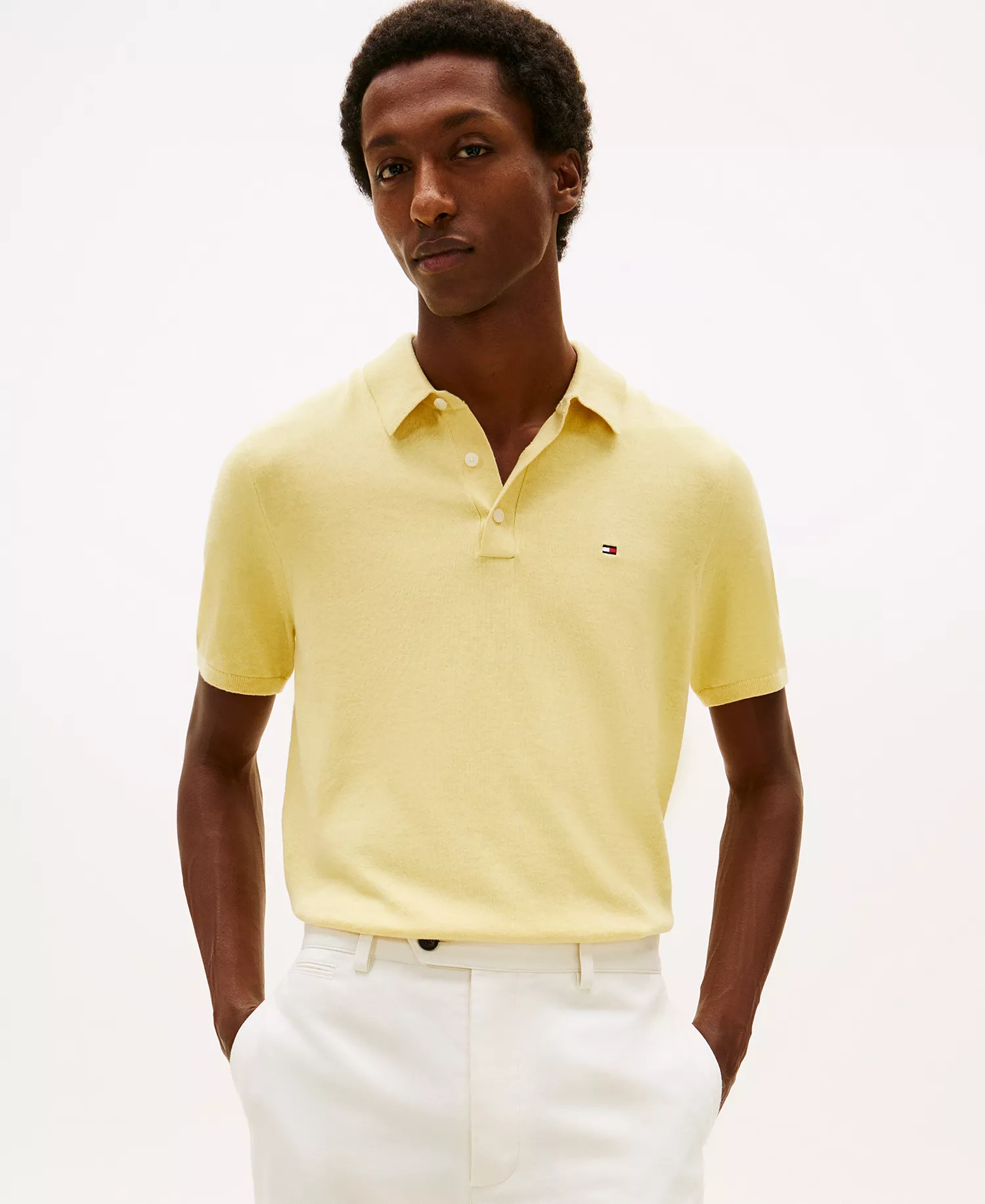 Men's Essential Knit Short-Sleeve Polo Shirt - Citronella Heather - L
