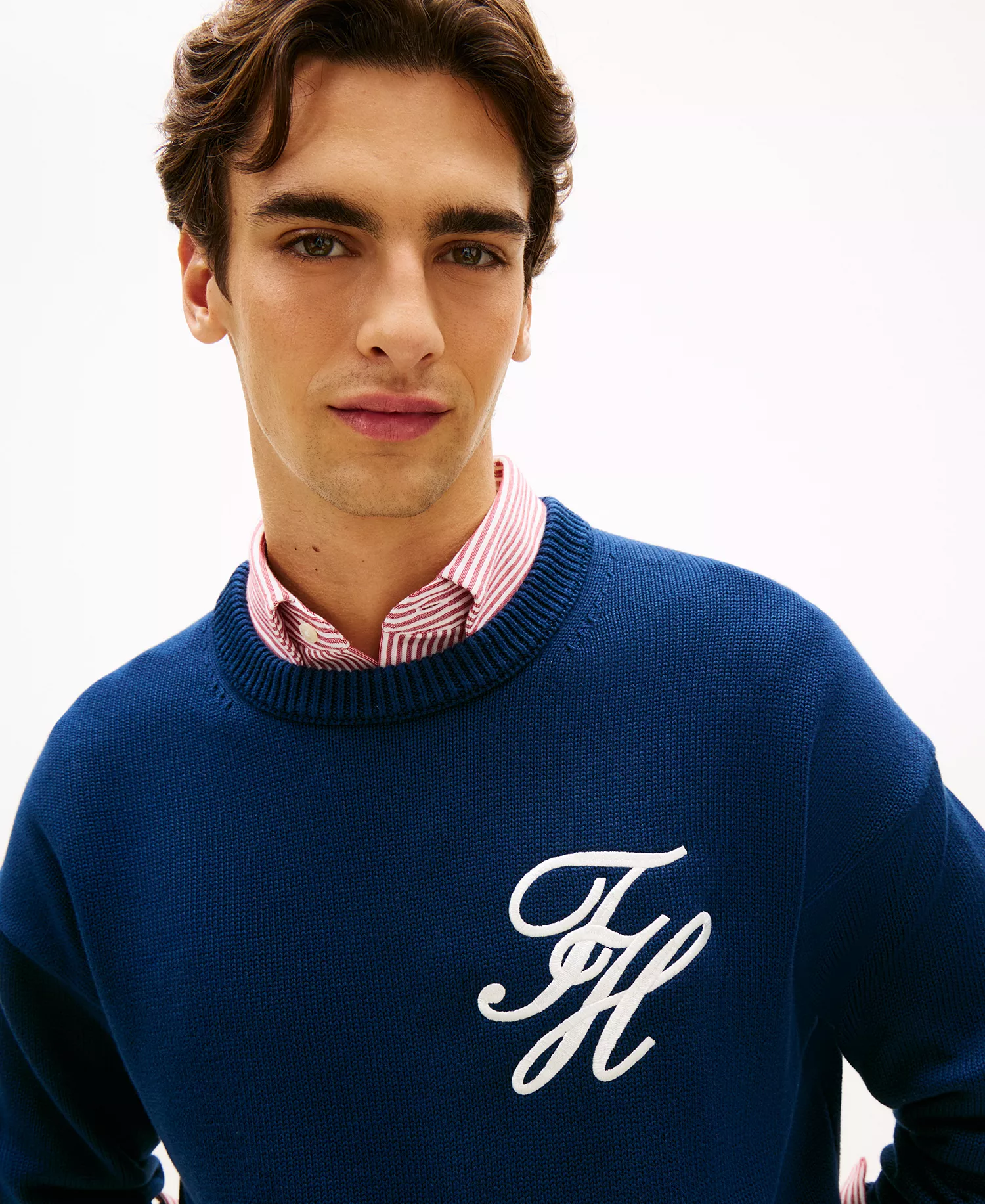 Men's Chunky Cotton Crewneck Sweater - Carbon Navy - L