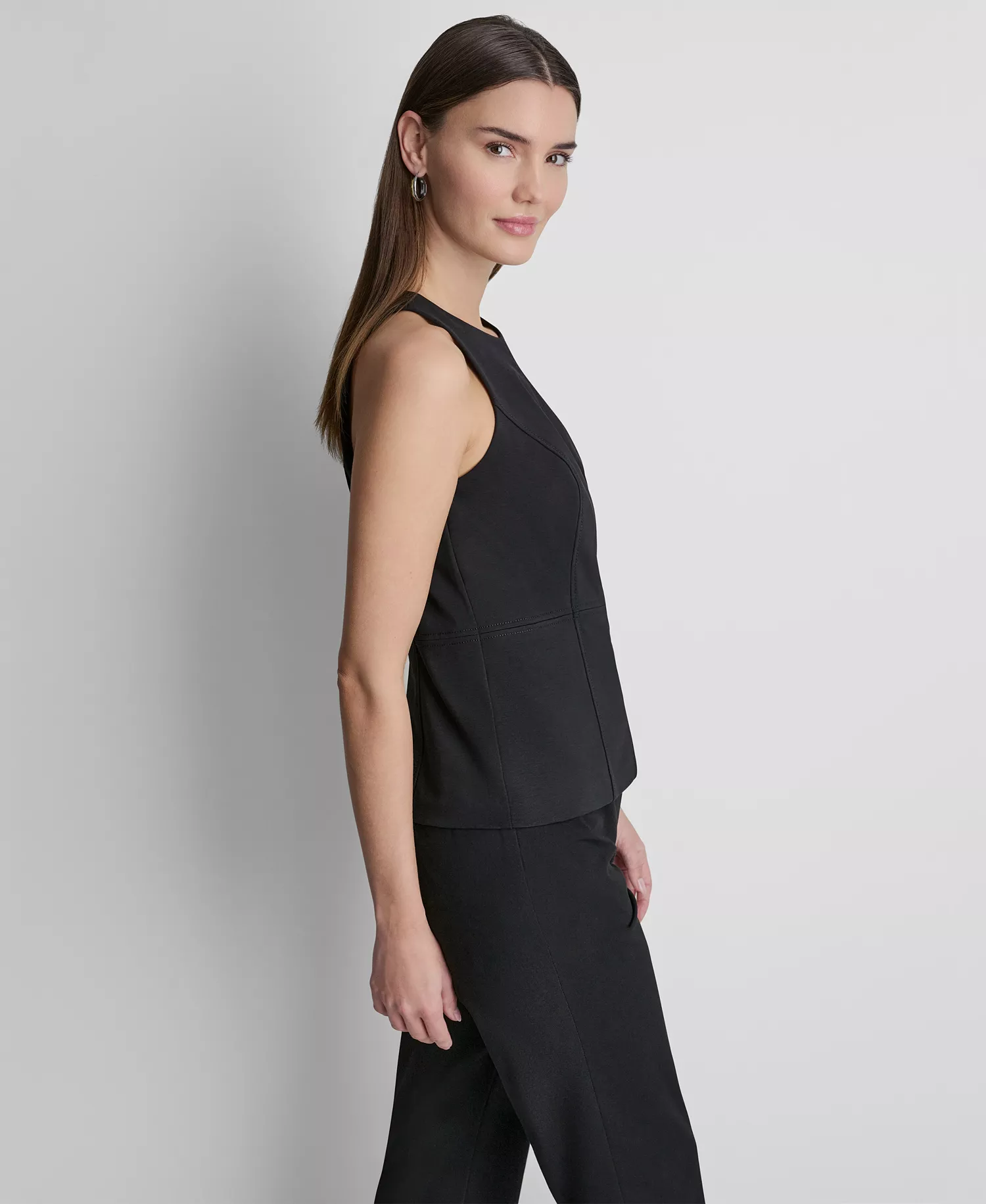 Women's Ponte Sleeveless Tank Top - Black - L