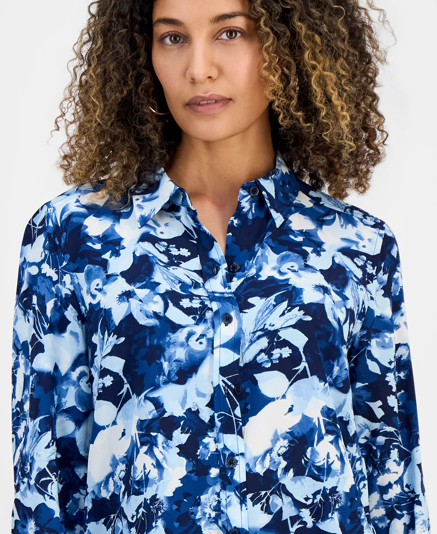 Petite Floral-Print Shirt, Macy's Exclusive - Luna Blooms - P/L