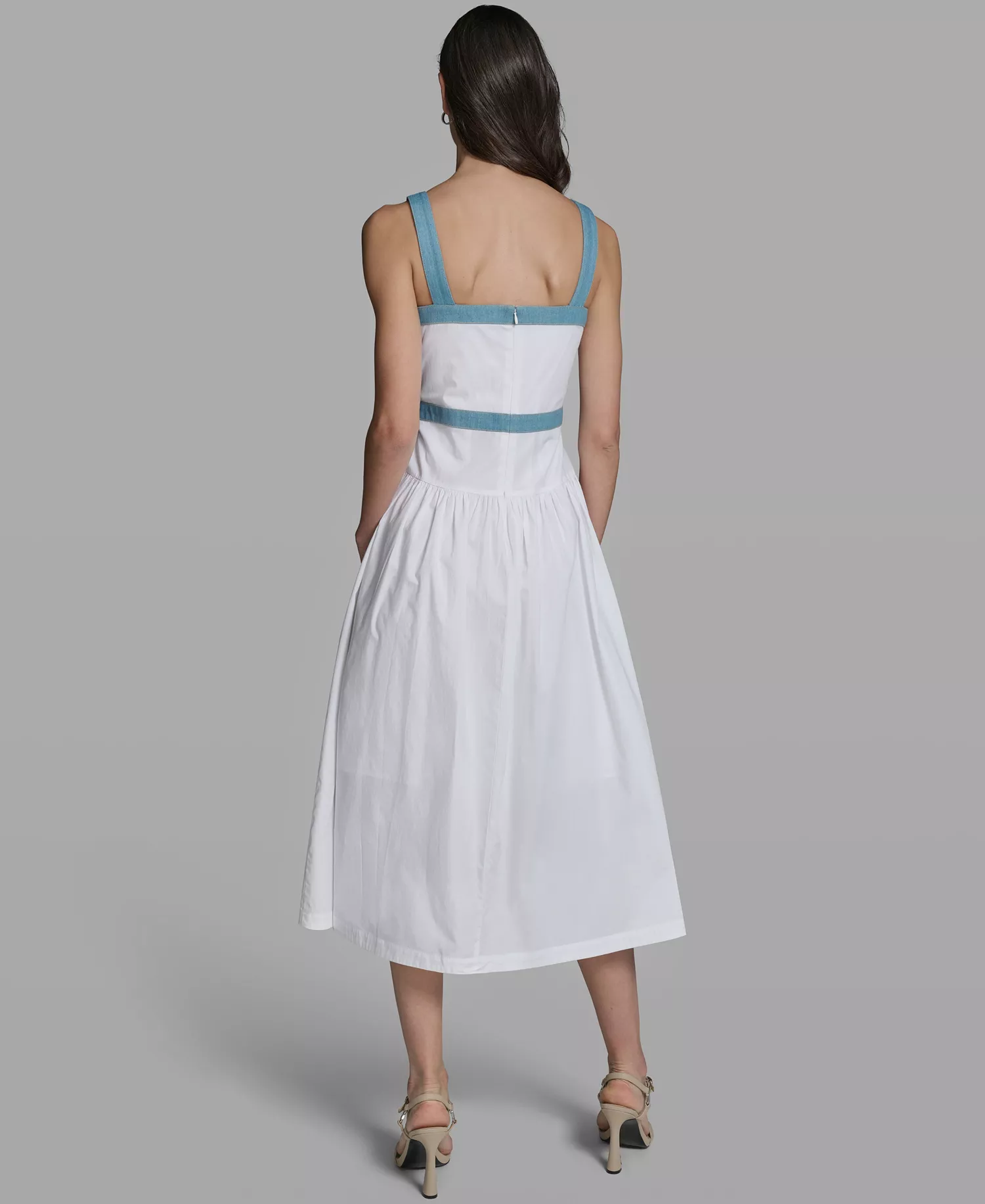 Women's Sleeveless Square Neck Dress - White - 0