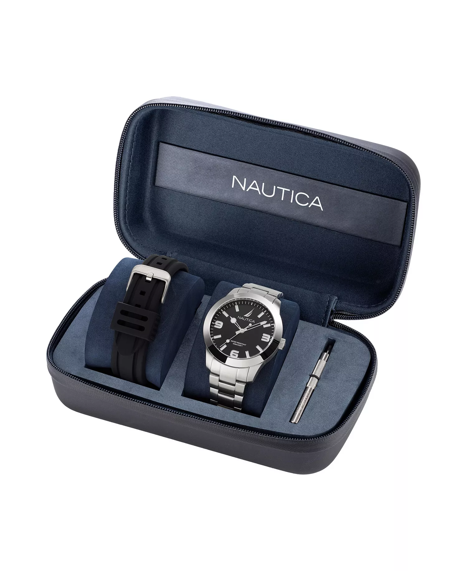 Men's Analog Silver-Tone Stainless Steel Watch Set, 43mm - Silver-Tone - NO SIZE