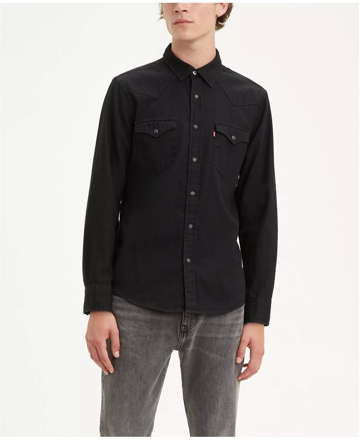 Men's Classic Standard Fit Western Shirt - Black Rinse - 2XL