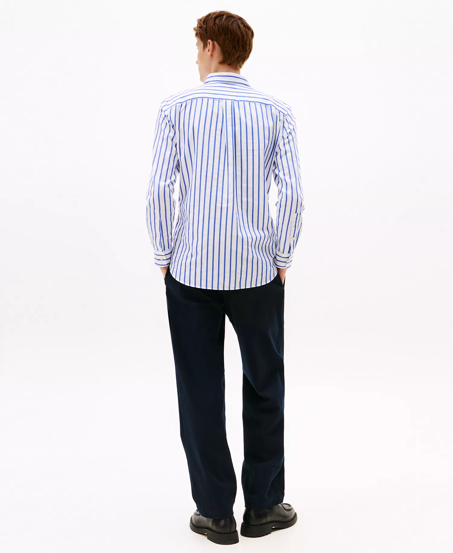 Men's Heritage Stripe Oxford Long Sleeve Shirt - White / Stripe - XXL