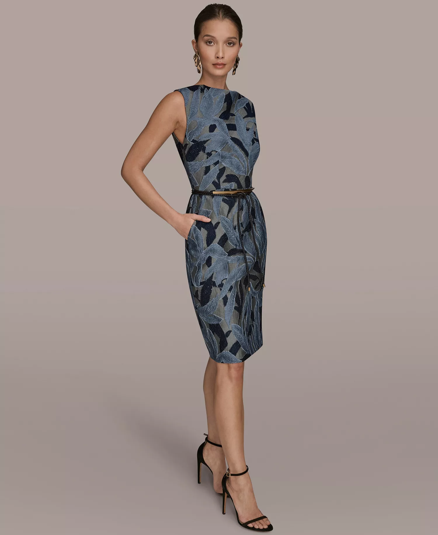 Women's Crewneck Sleeveless Dress - Blue gray - 10