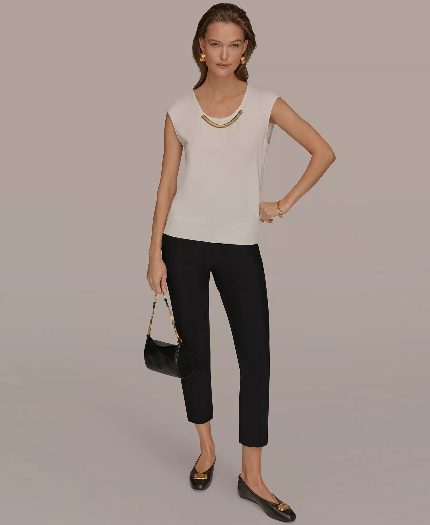 Women's Scoop Neck Top - Cream - L