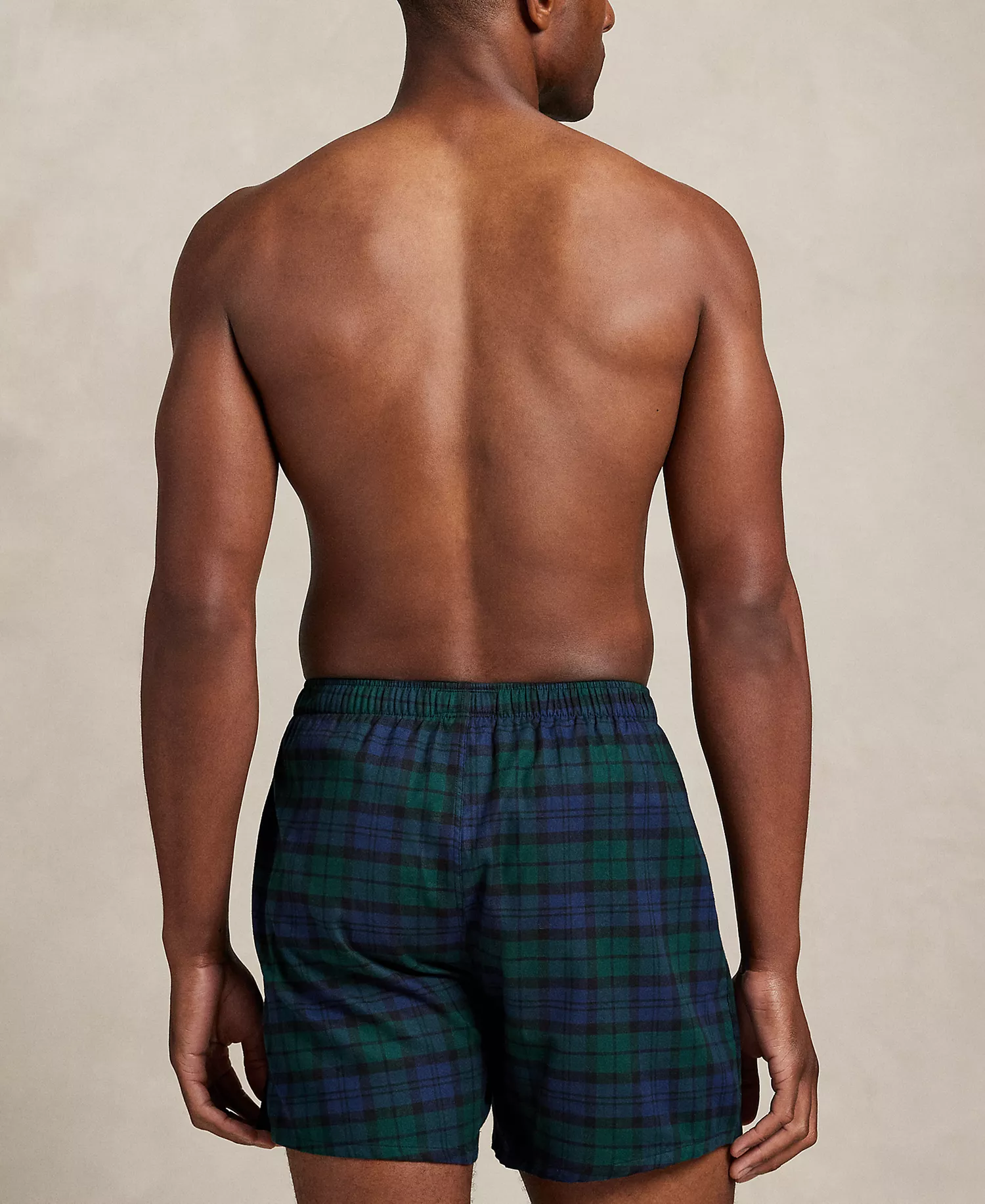 Men's Plaid Pattern Single-Button Fly Flannel Yarn-Dyed Boxers - Blackwatch Plaid - M