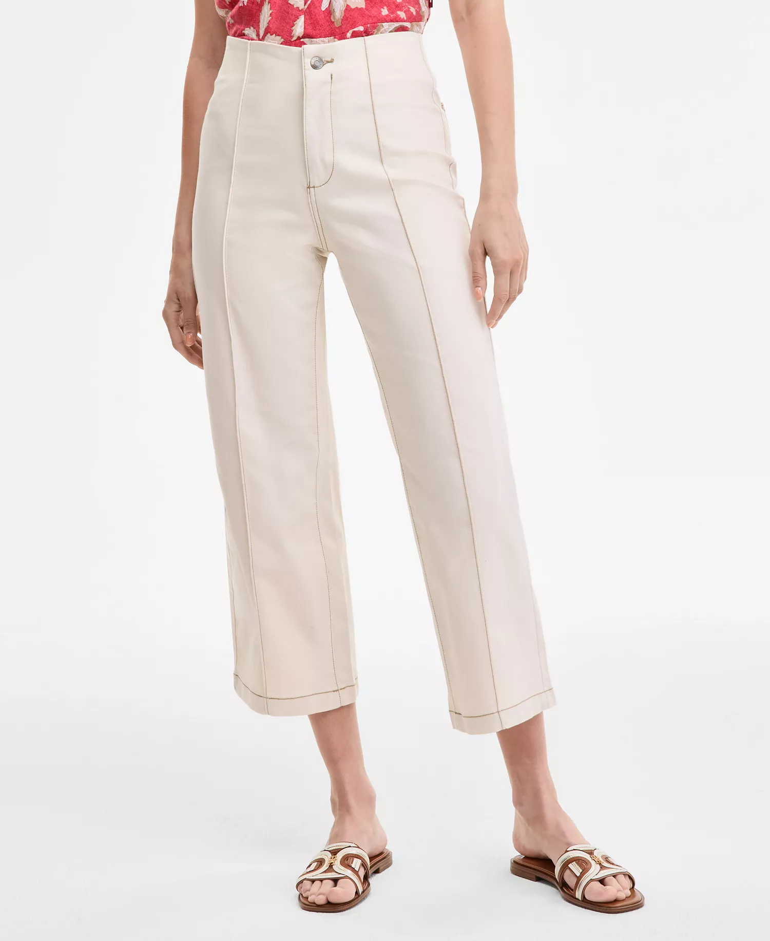 Women's Wide-Leg No-Waistband Cropped Denim Jeans - Whitecap - 14