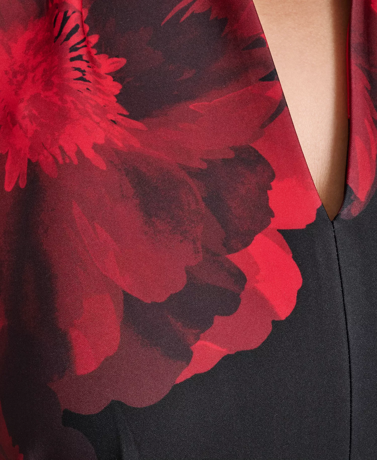 Petite Floral Fit and Flare Dress - Black/red Multi - 0P