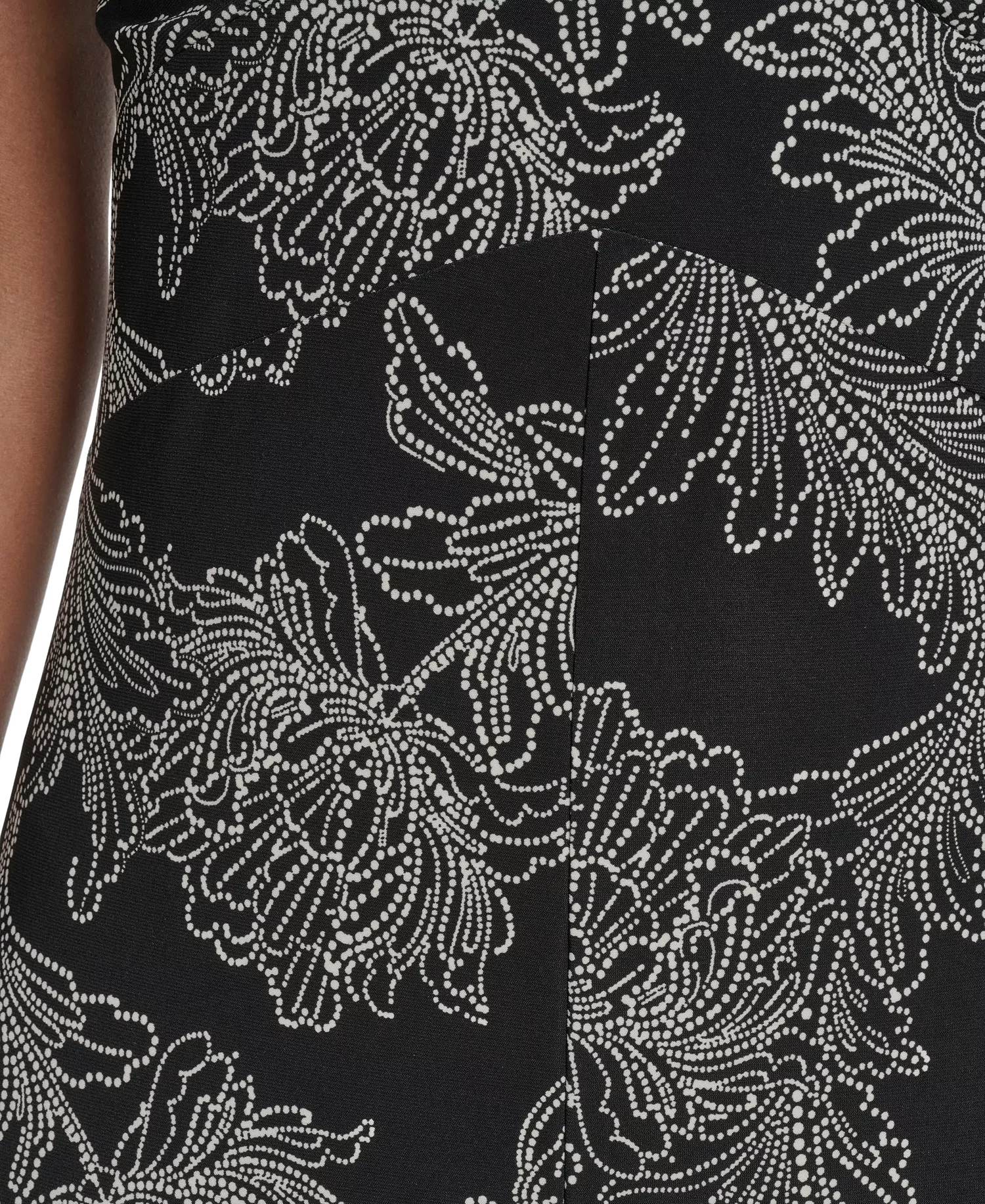 Petite Printed Midi Dress - Black/Ivory - 10P