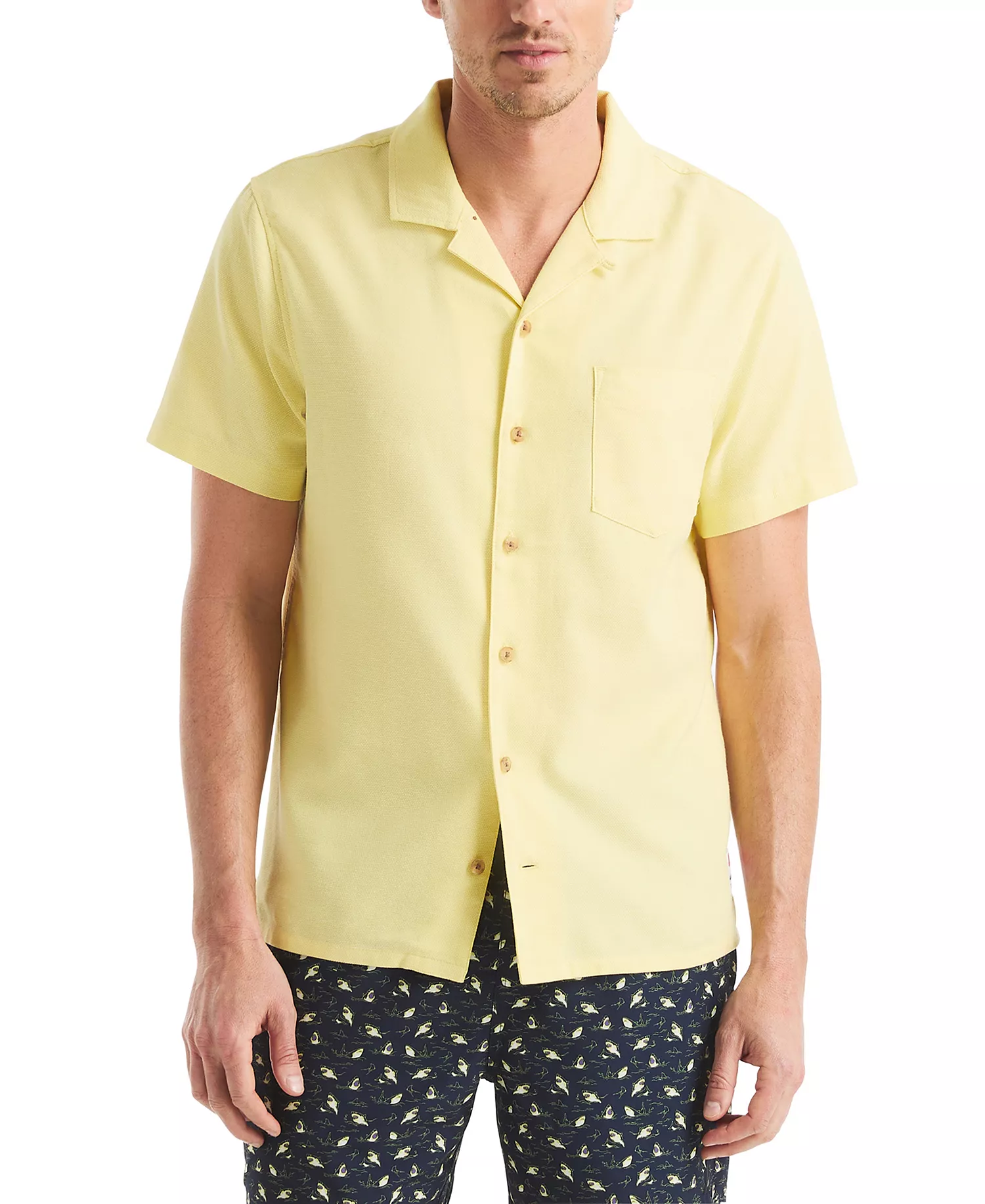 JAWS x Men's Classic-Fit Jaspe Dobby Button-Down Shirt  - Knot Yellow - 2XL