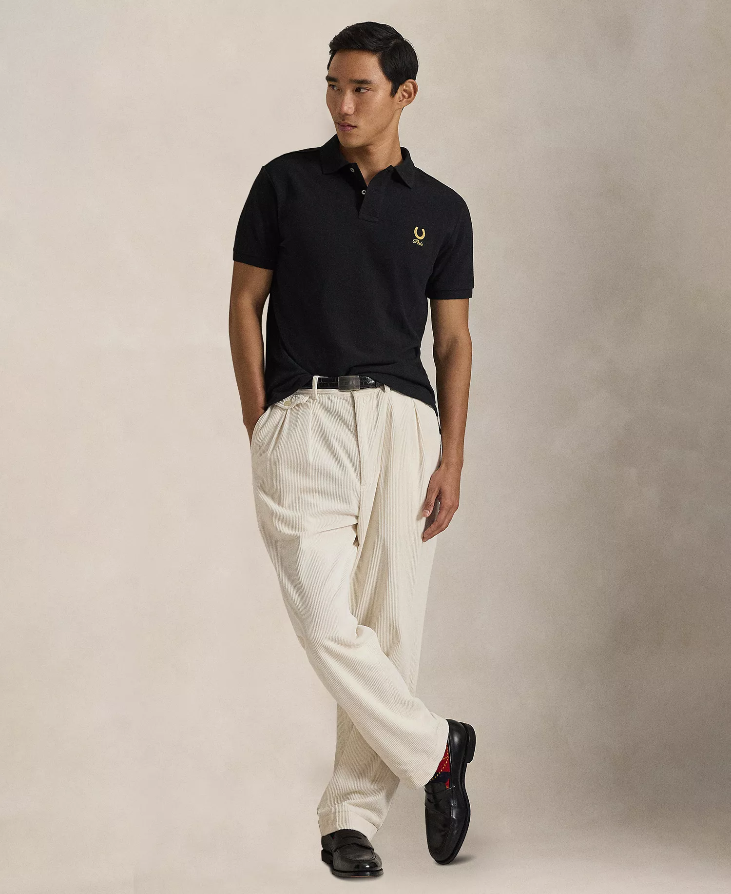 Men's Short-Sleeve Horseshoe Graphic Polo Shirt - Polo Black - L