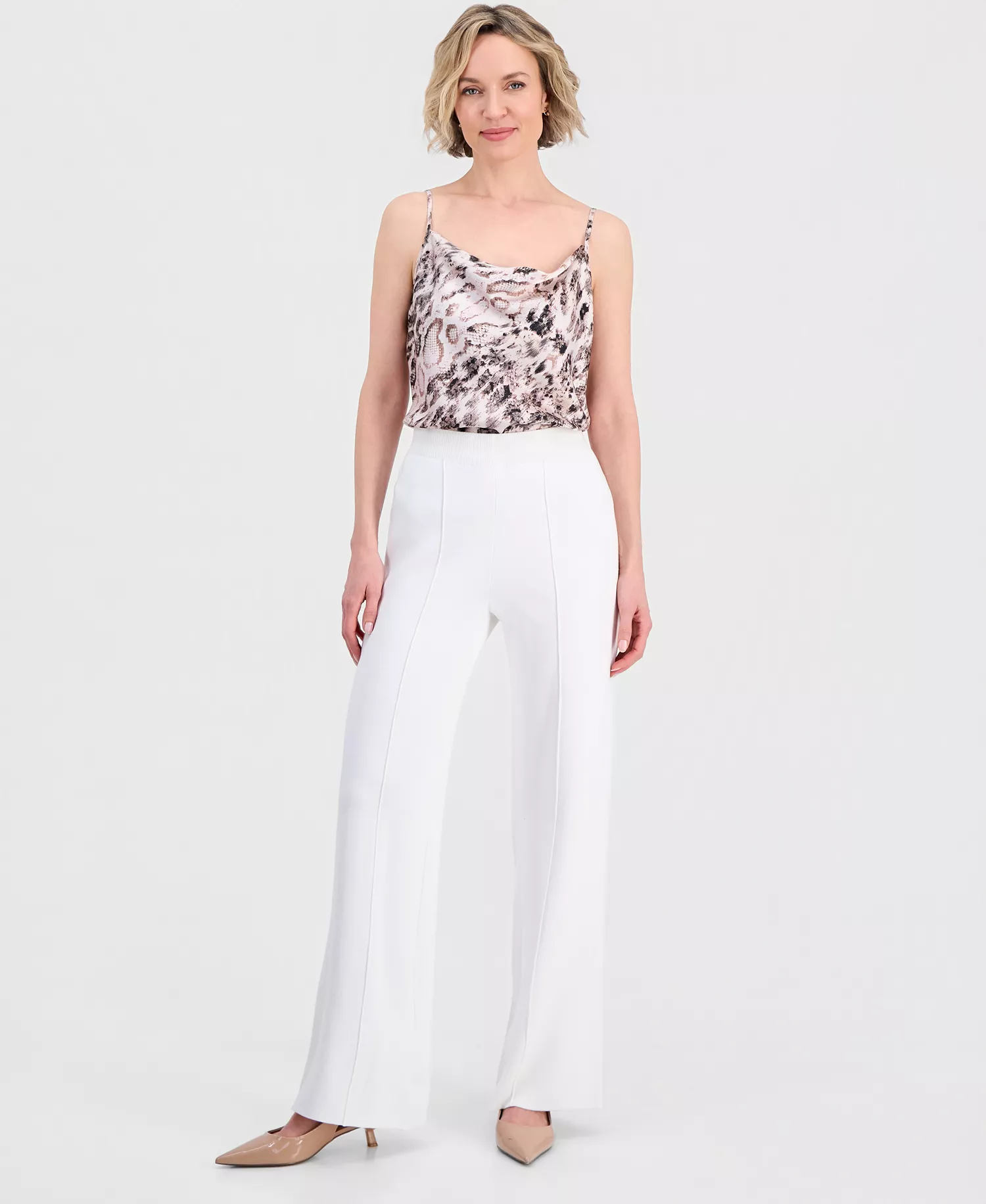 Petite Mid-Rise Straight-Leg Pants - Ivory - P/L