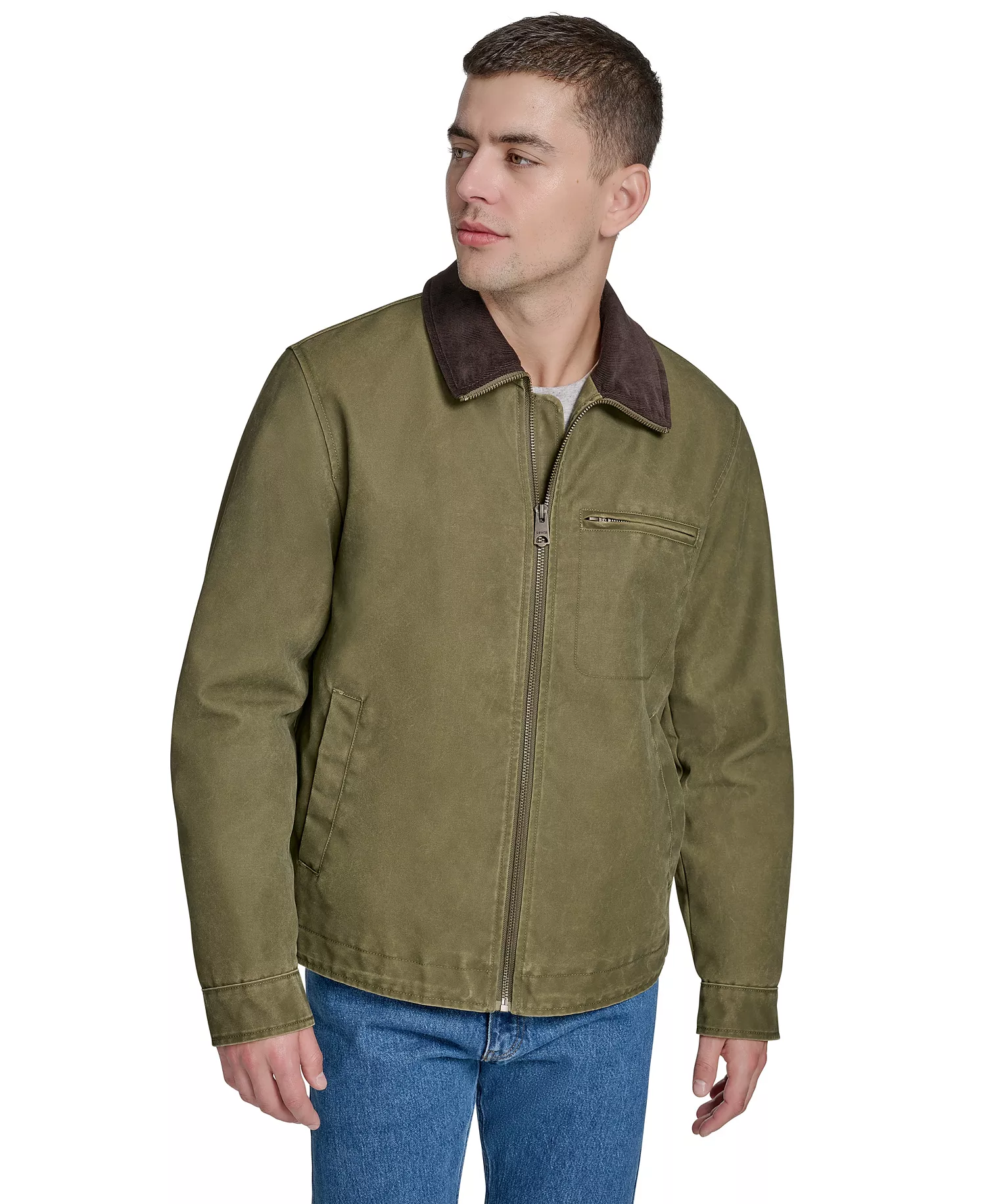 Men's Corduroy Collar Depot Jacket - Light Olive - L