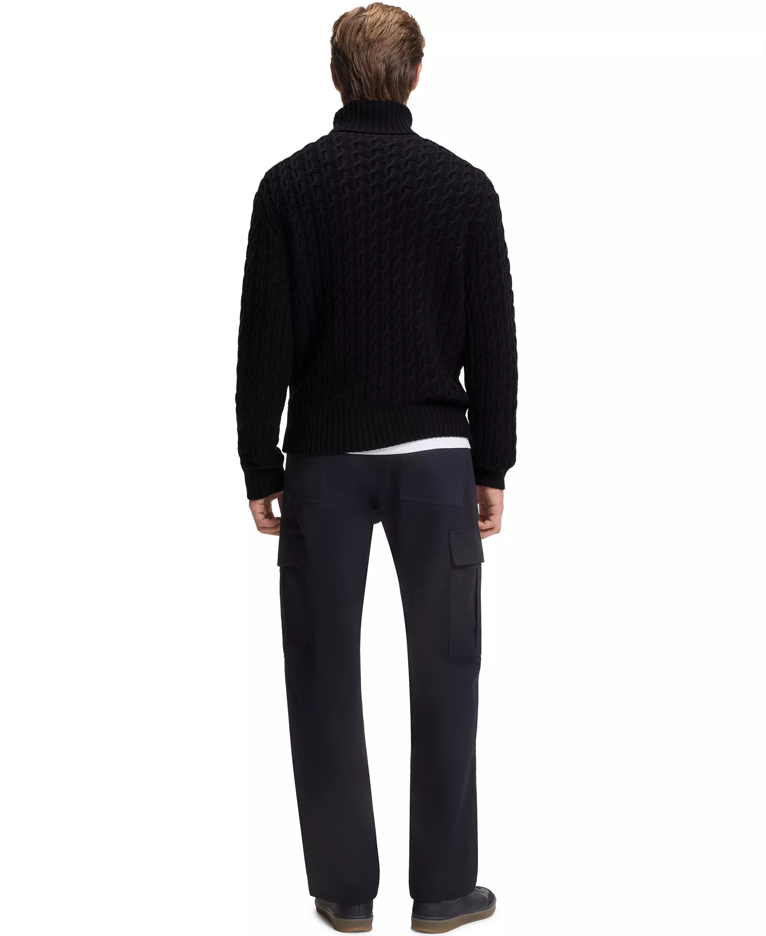 Men's BECKHAM x BOSS Wool Cashmere Cable-Knit Sweater - Dark Blue - 2XL