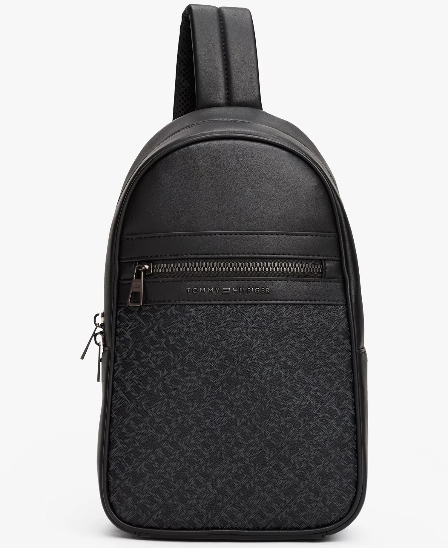 Men's Monogram Zipper Sling Bag - Black - No Size