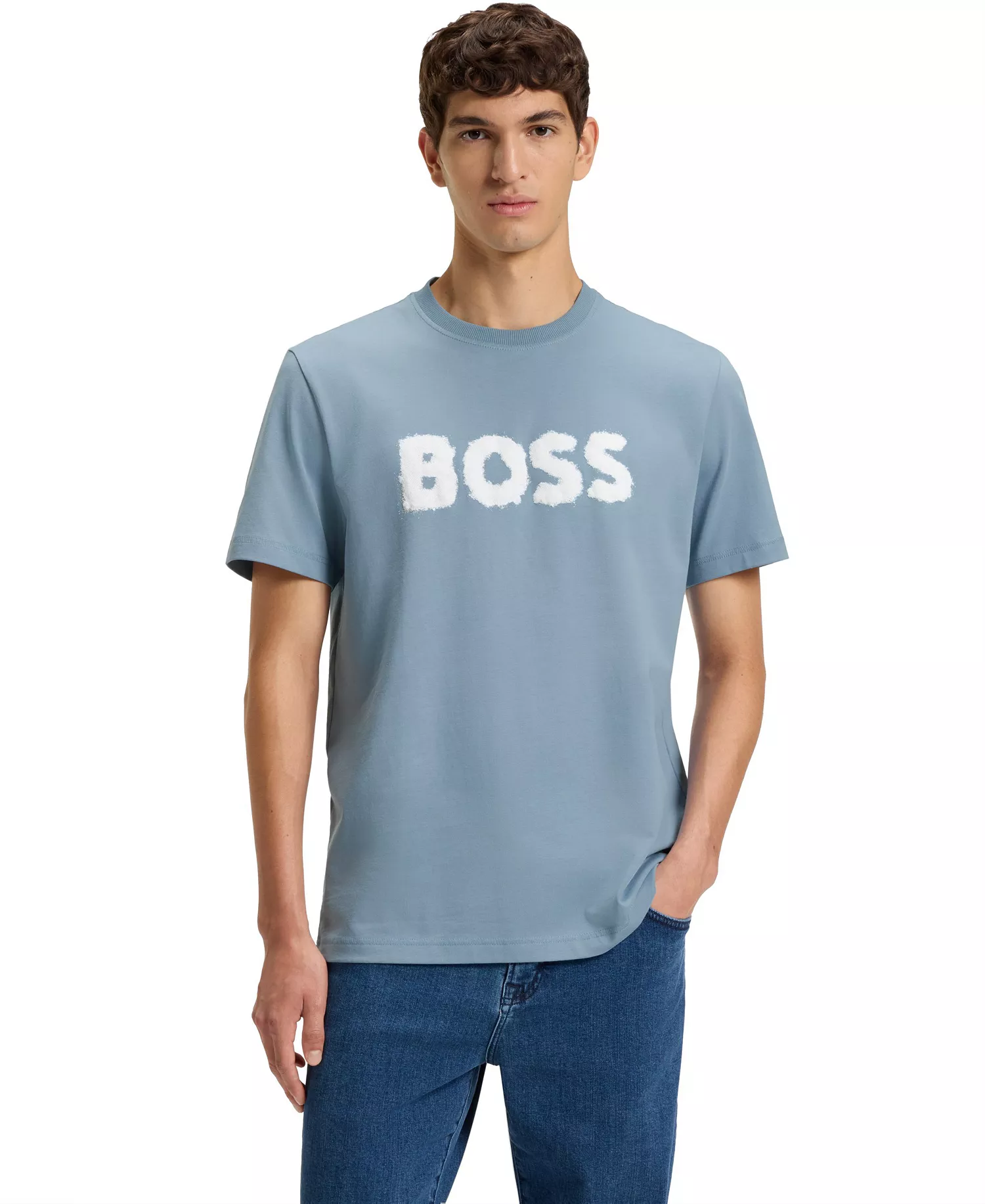 Men's Cotton Regular-Fit Logo T-Shirt - Open Blue - 2XL