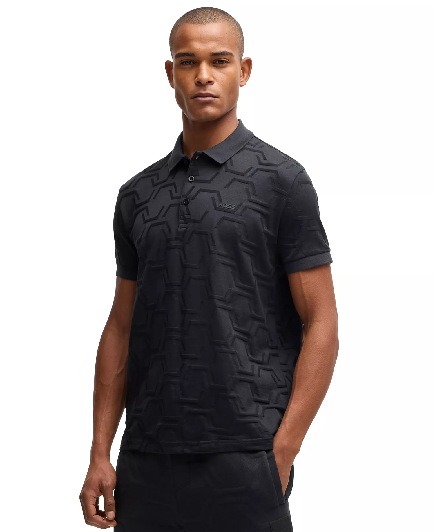 Men's Quilted Relaxed-Fit Paddy Polo - Dark Blue - S