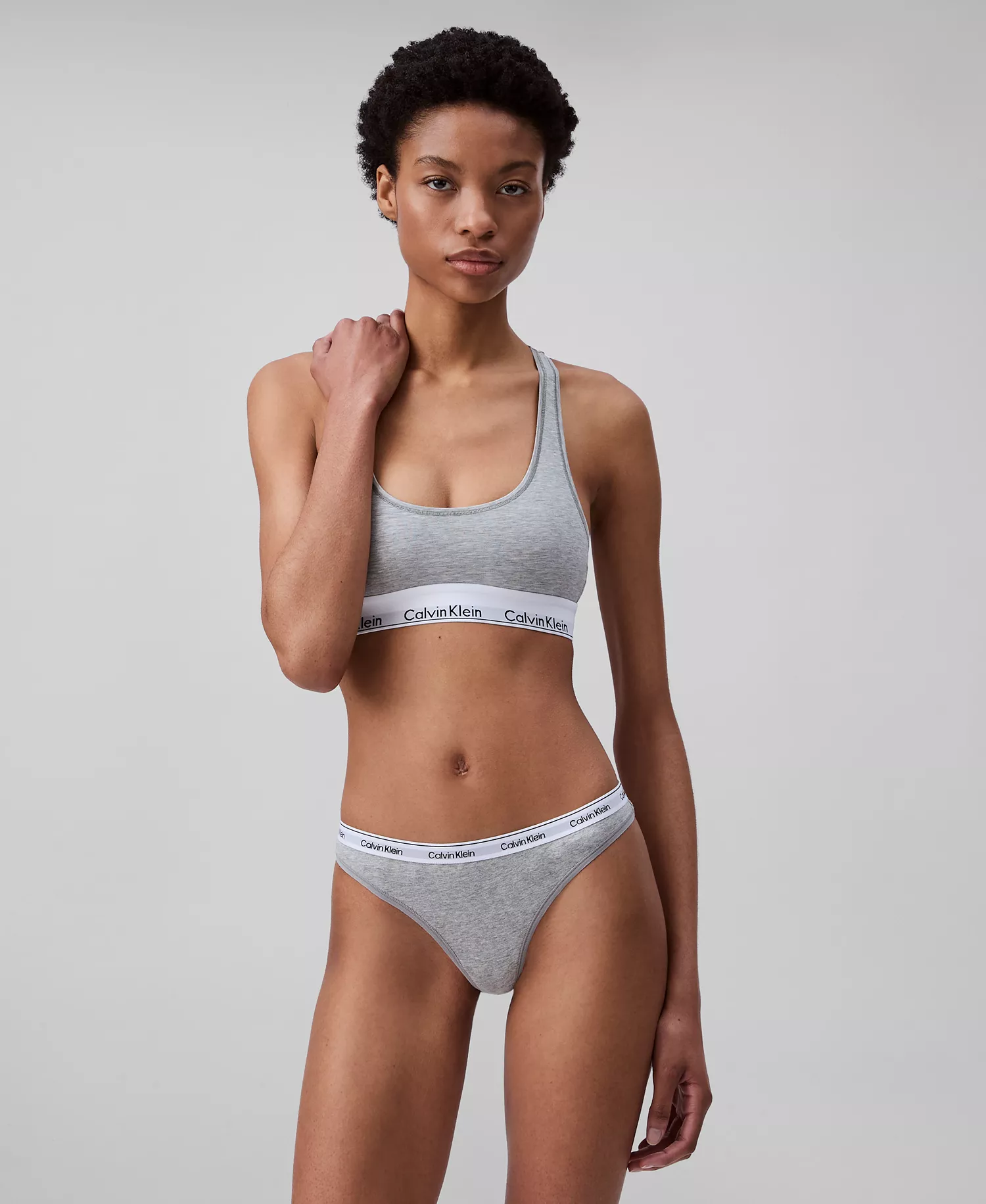 Women's Modern Logo 3-Pack Thong Underwear QD5209 - Black/white/grey Heather - L