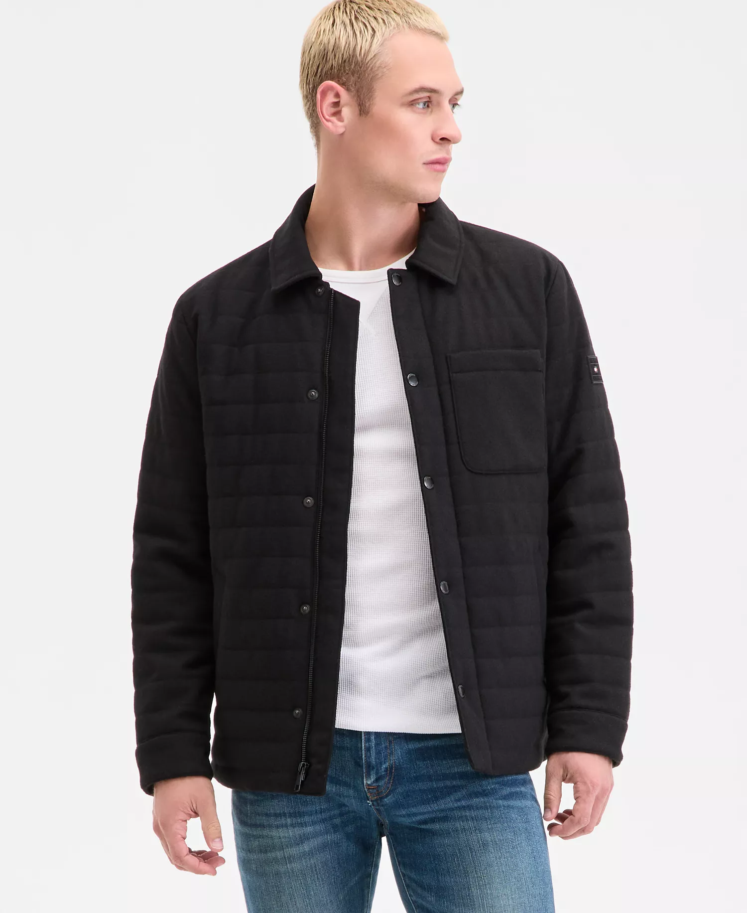 Men's Quilted Shirt Jacket - Black - 2XL