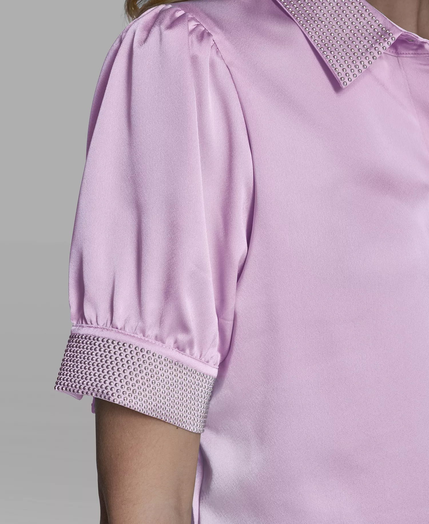 Women's Beaded Short-Sleeve Top - Ballet Slipper - L