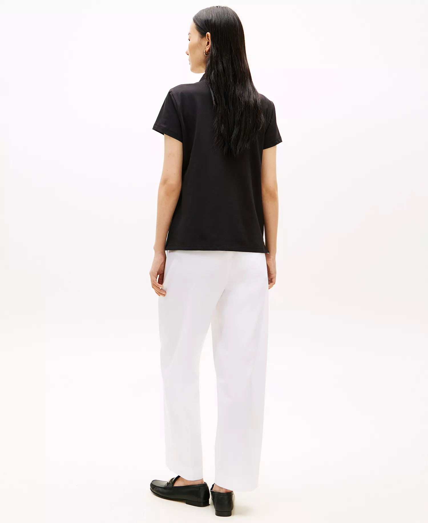 Women's Classic Pique Short-Sleeve Polo T-Shirt - Black - L