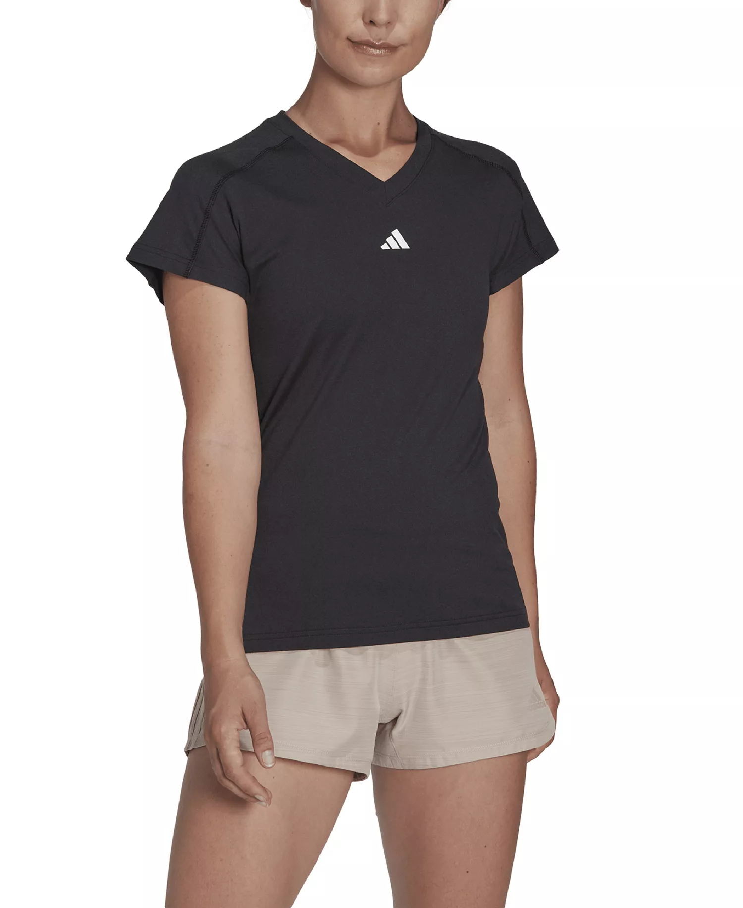 Plus Size Train Essentials V-Neck Short-Sleeve Tee - Black - L
