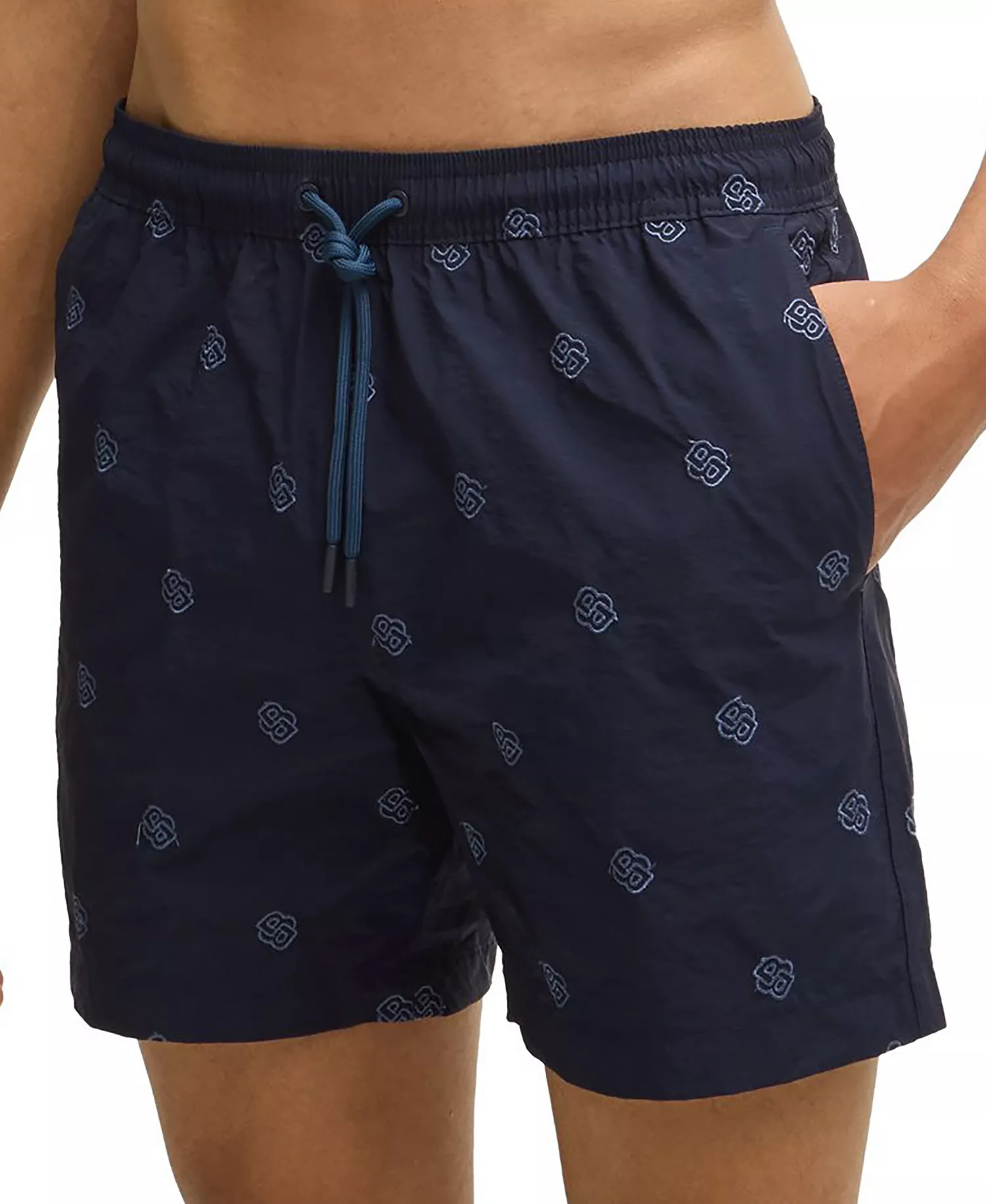 Men's Double B Monogram Quick-Dry Swim Shorts - Navy - L