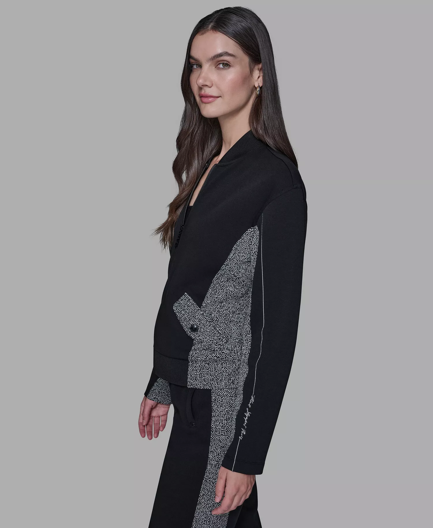 Women's Front Zip Bomber Jacket - Black - L