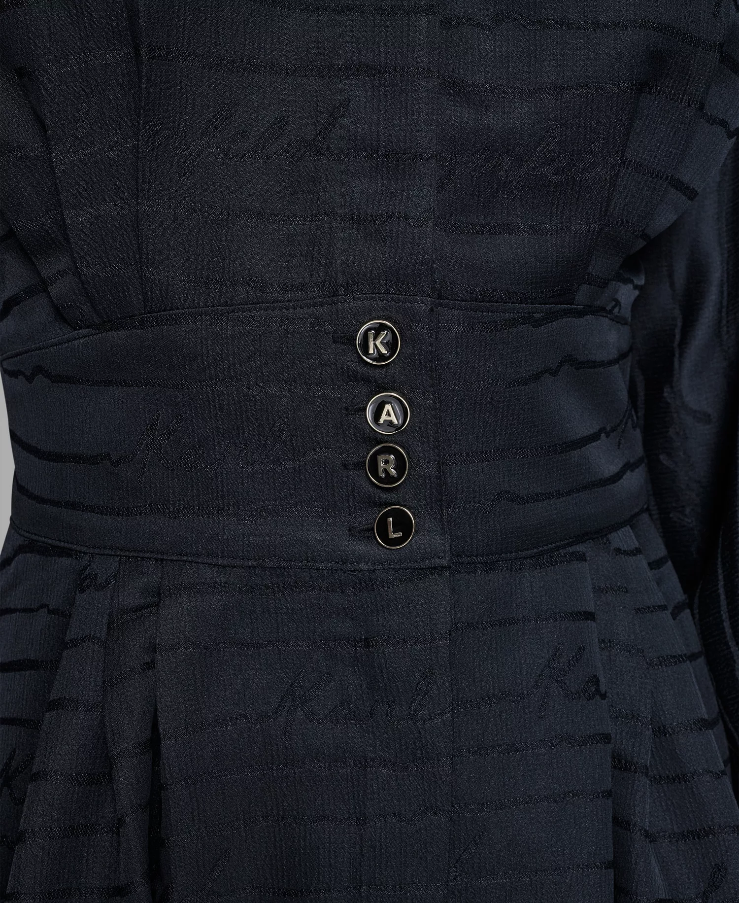 Women's Tonal Long-Sleeve Collared Jacquard Dress - Black - 10