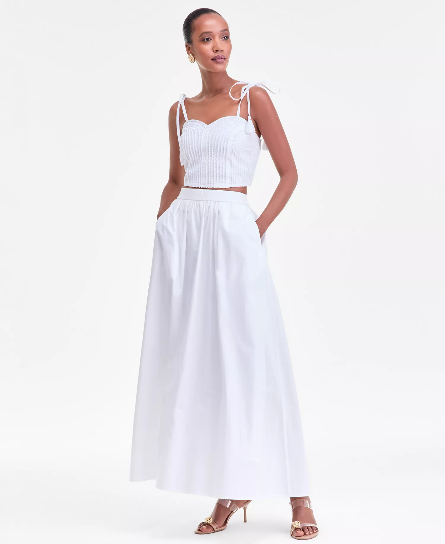 Women's Sweetheart Neckline Tie-Strap Tank Top, Macy's Exclusive - Bright White - L