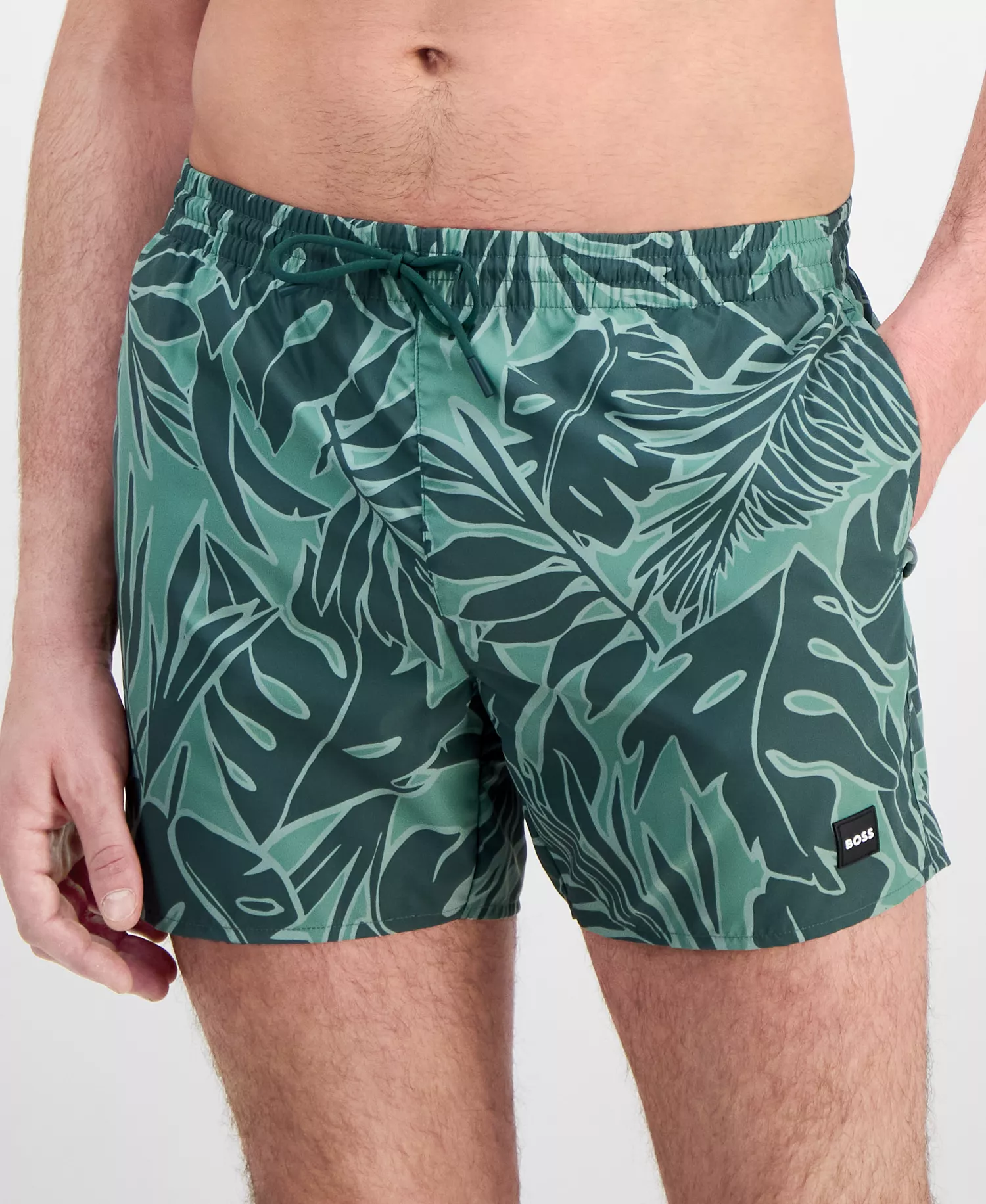 BOSS by Men's 5" Tropical Print Swim Trunks - Blue - 2XL