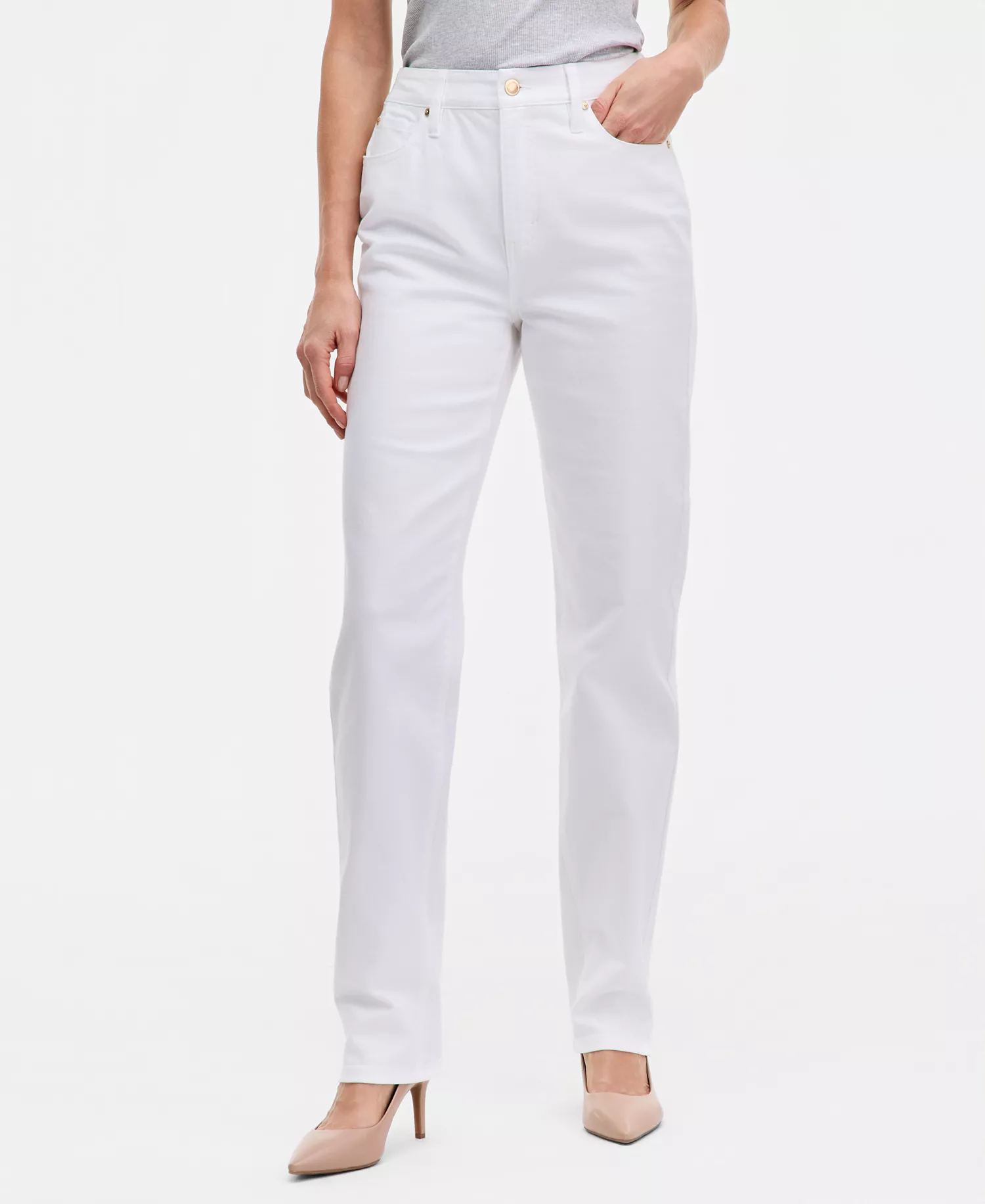 Women's High-Rise Straight-Leg Jeans, Macy's Exclusive  - Bright White - 10