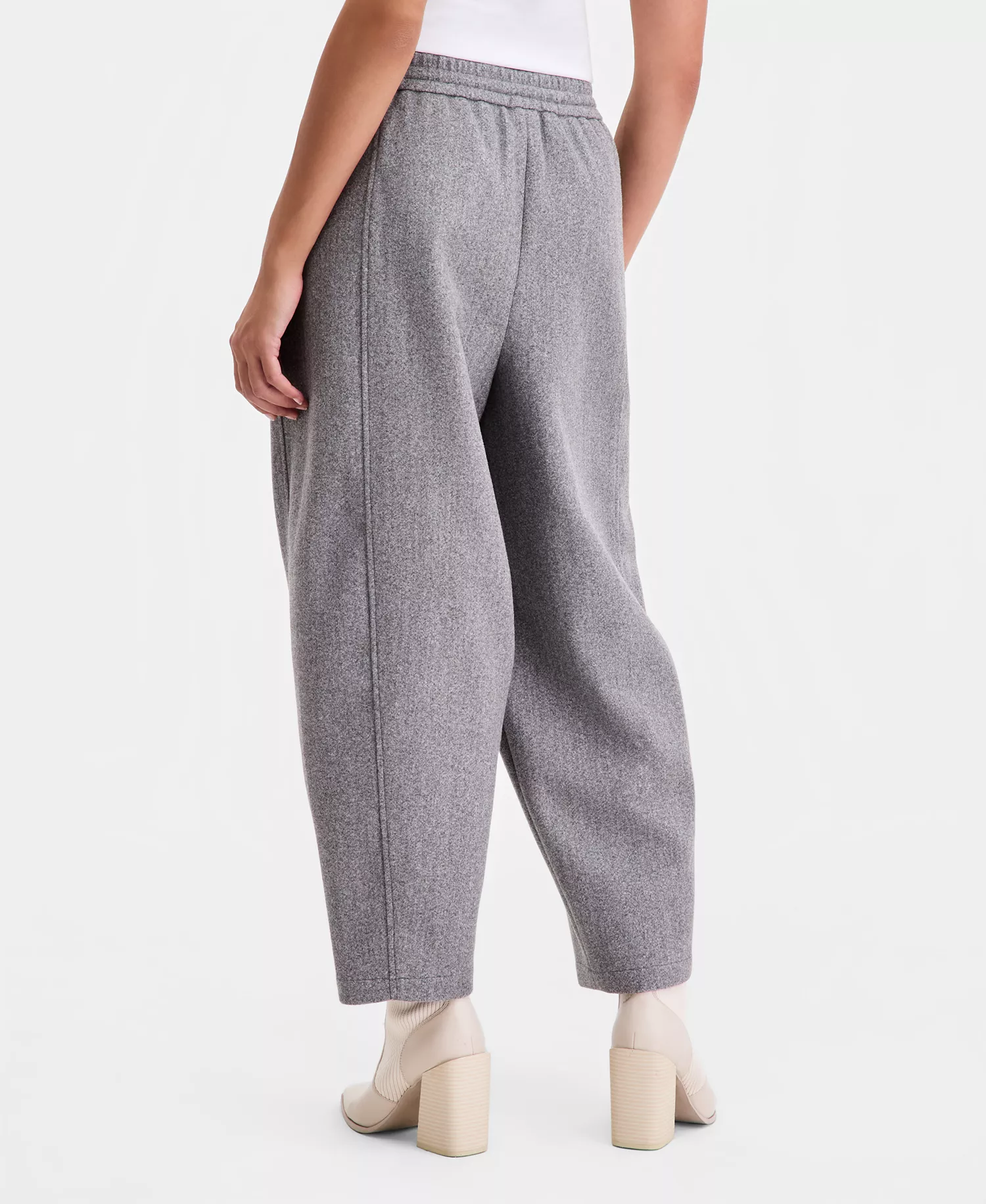 Women's Felt Barrel-Leg Drawstring Pants, Macy's Exclusive - Lt Heather Grey - L