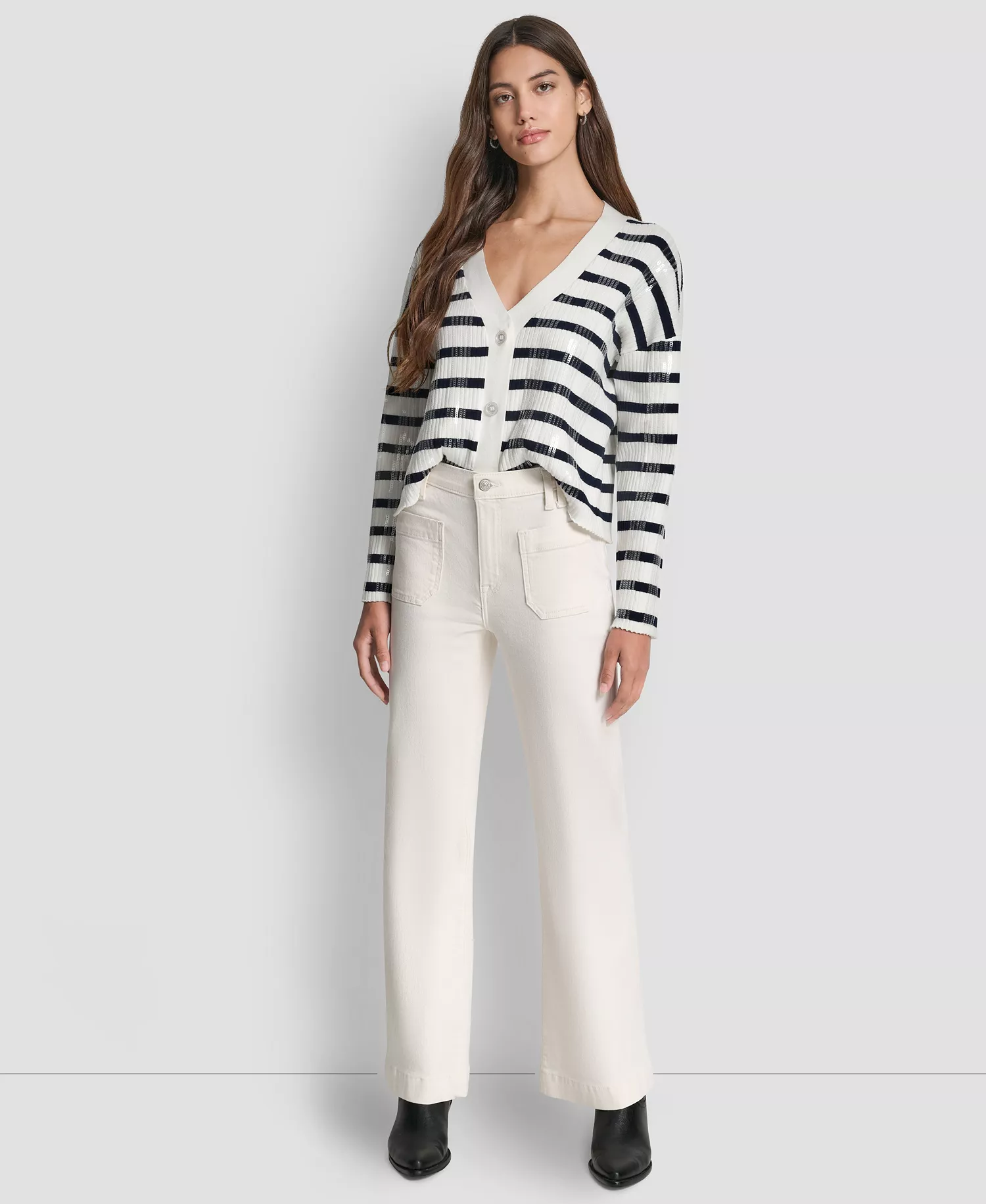 Women's High-Rise Relaxed Flare Jeans - Ecru - 24