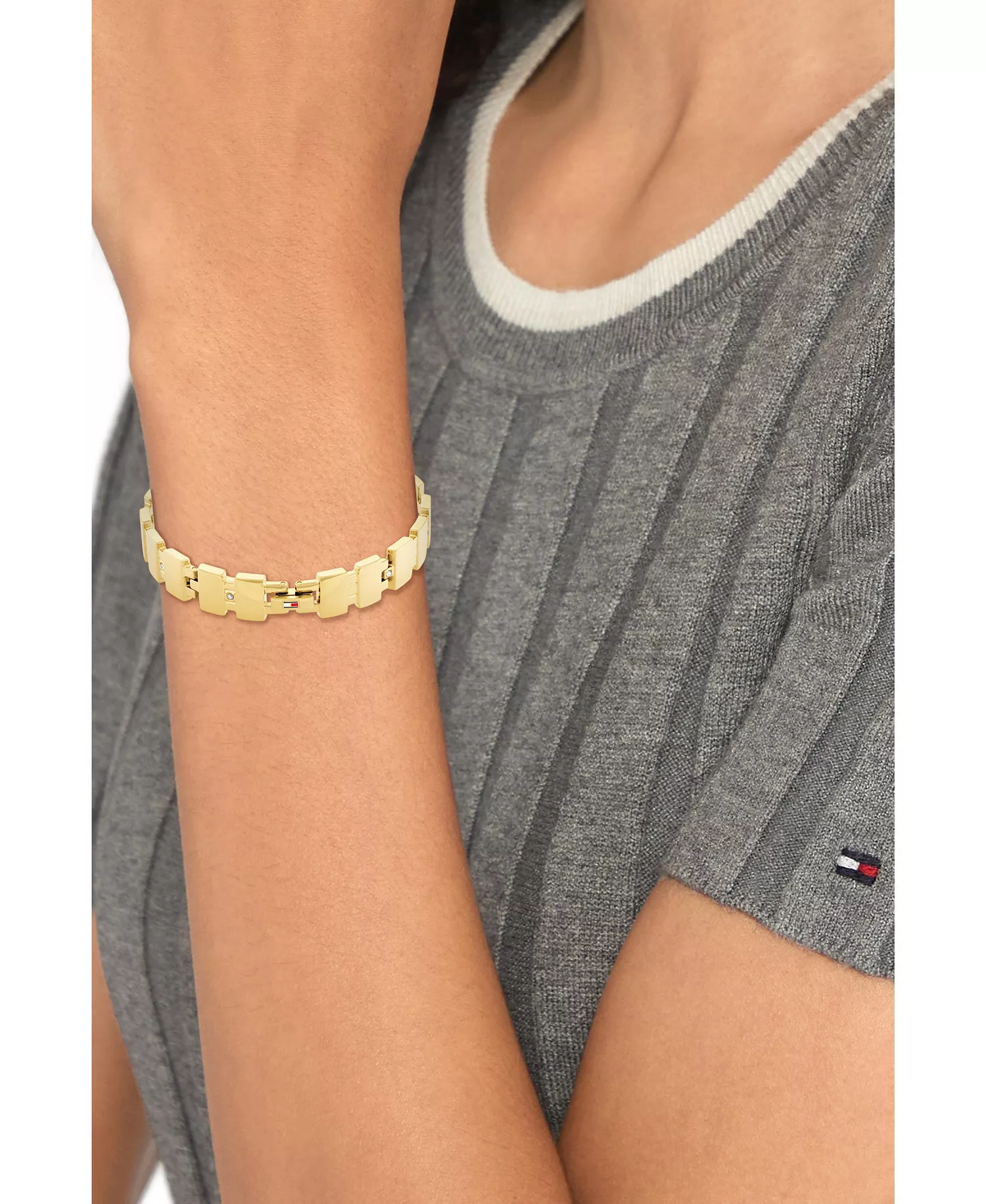Crystal Link Bracelet - Gold - One Size Fits All