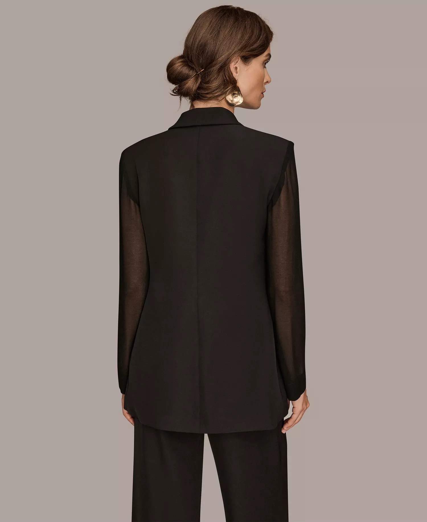 Women's Open Front Collared Jacket, Regular & Petites - Black - 0