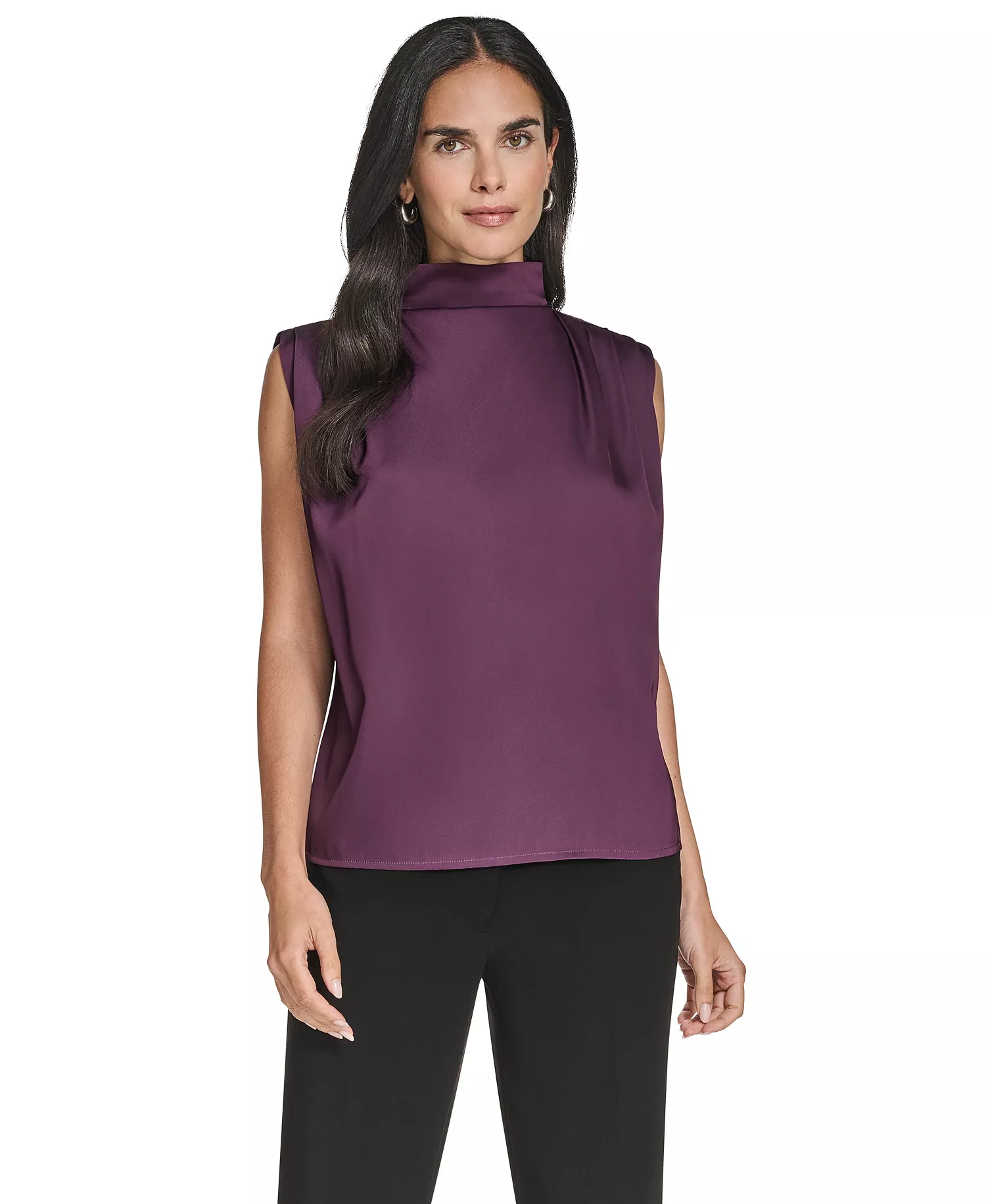 Women's Mock Neck Top - Aubergine - L