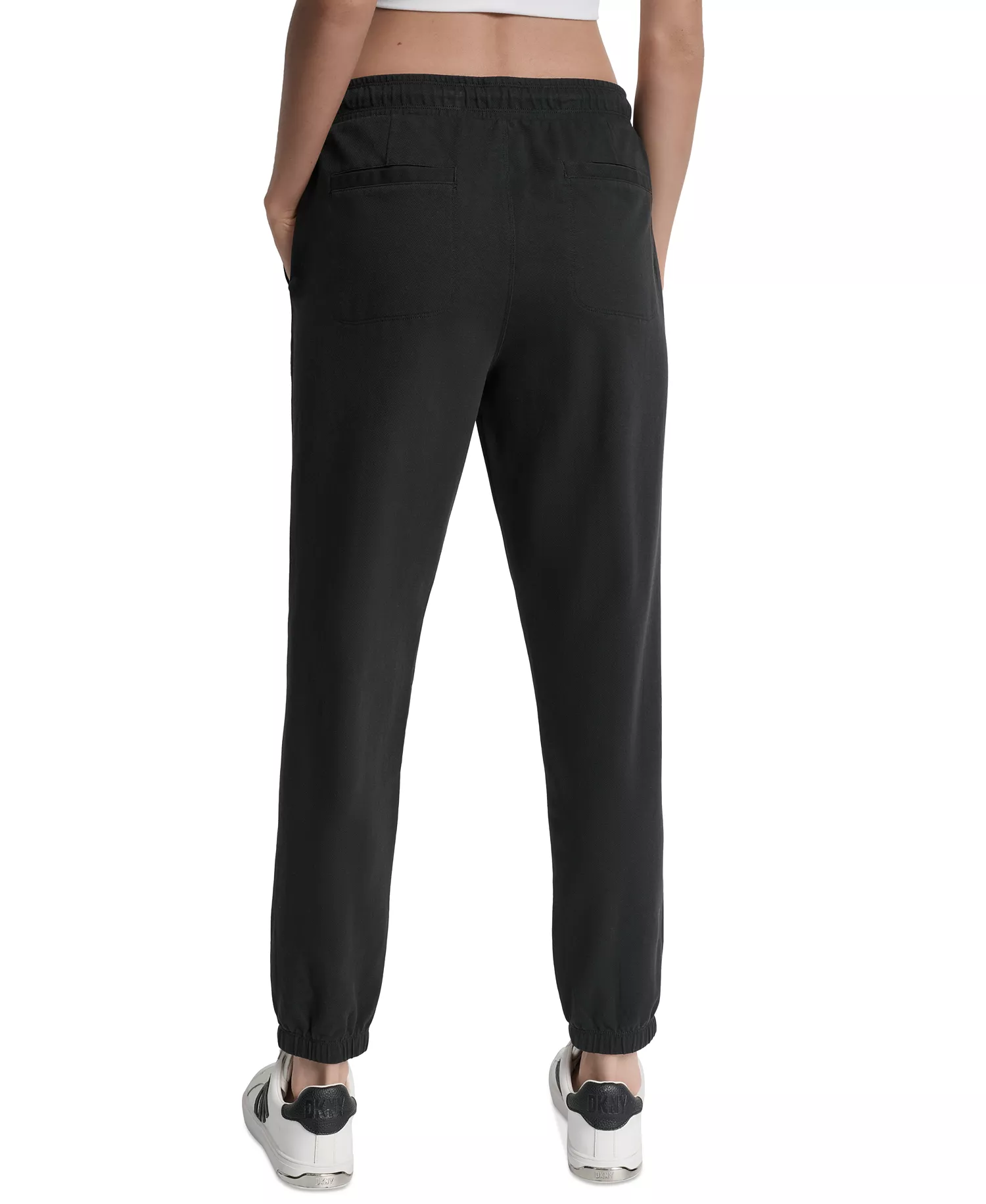 Women's Cotton-Blend Tie-Waist Joggers - Black - L