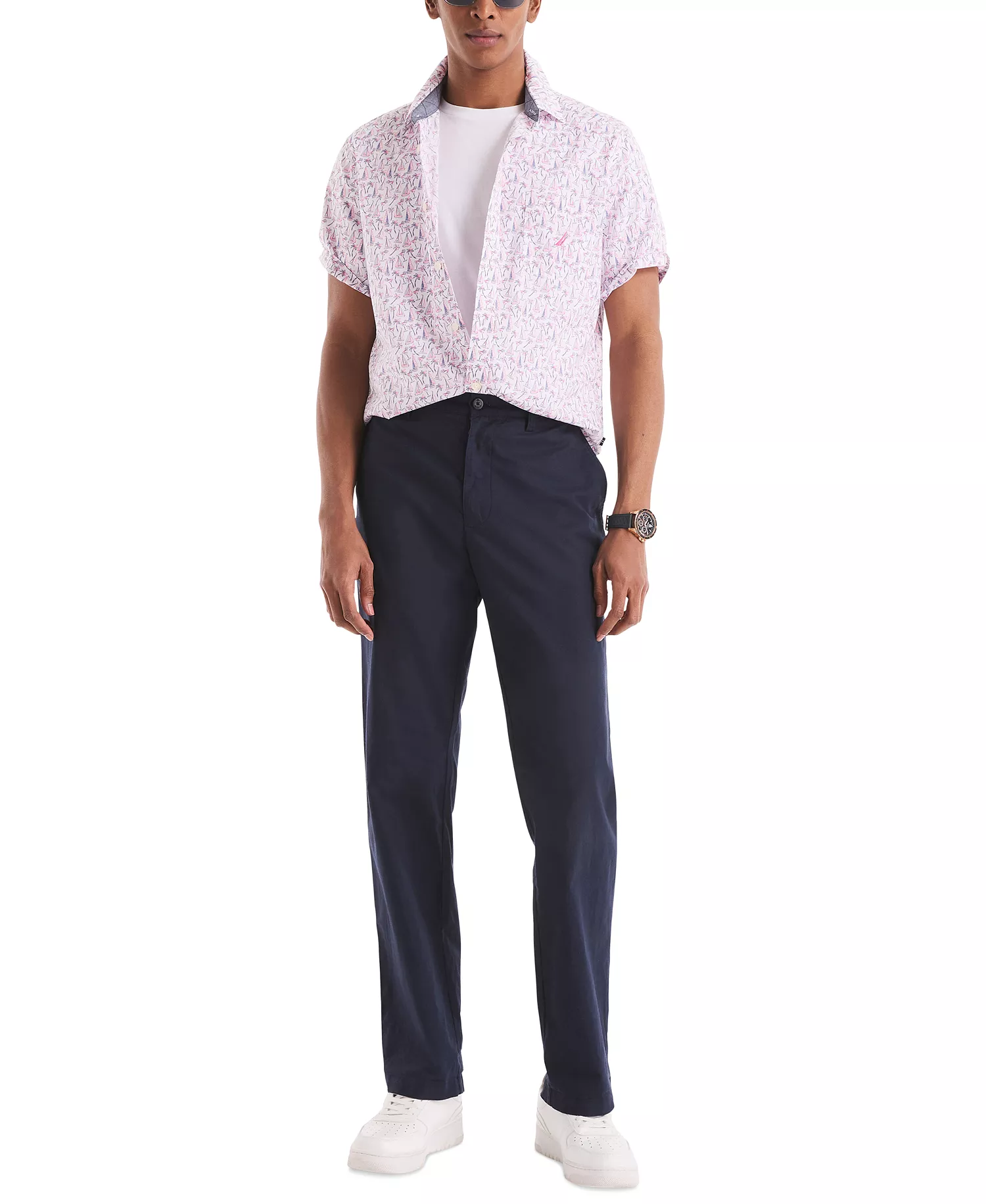 Men's Classic-Fit Printed Button-Down Shirt - Bright White - 2XL