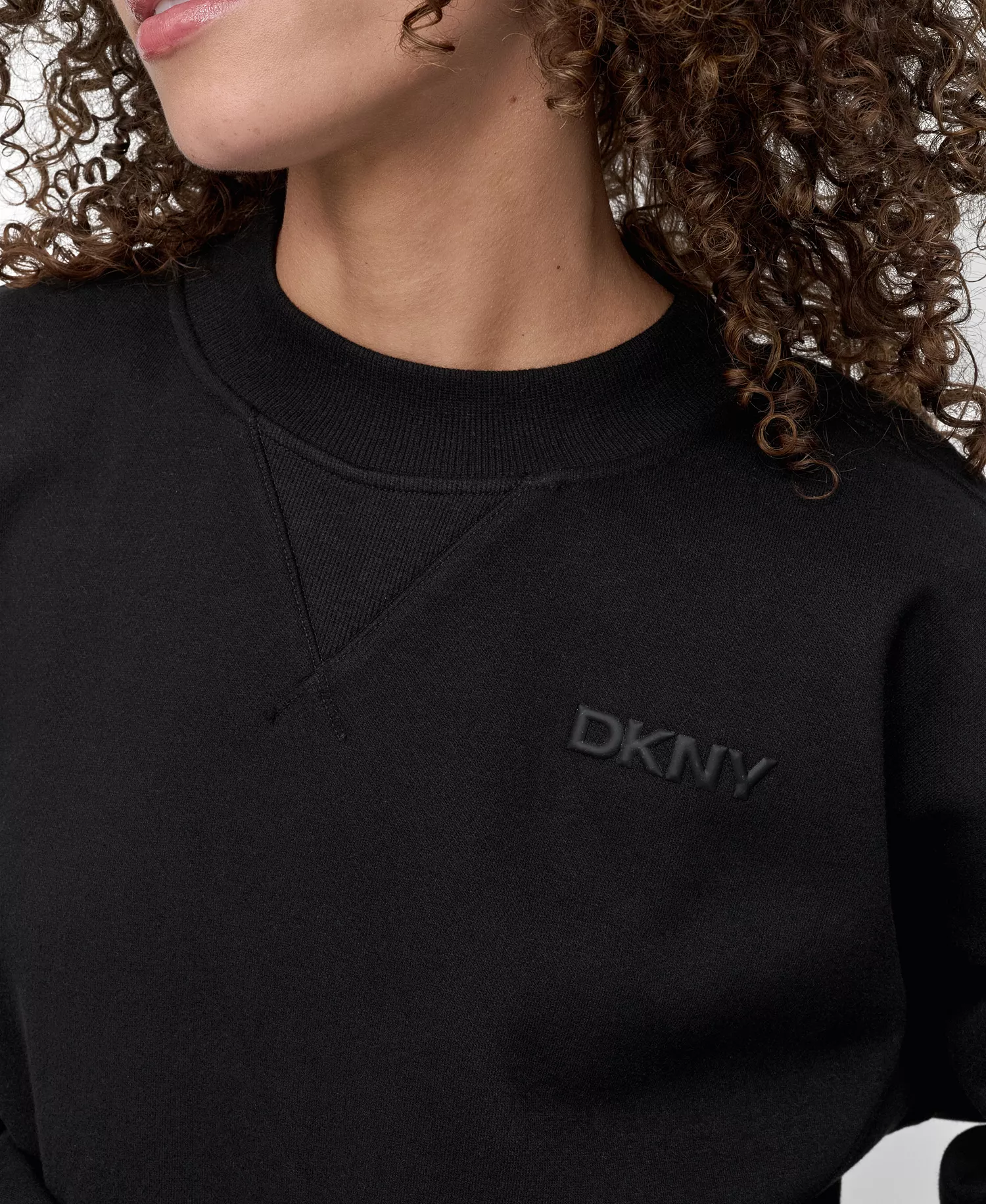 Women's Crew Neck Long Sleeve Sweatshirt - Black - L