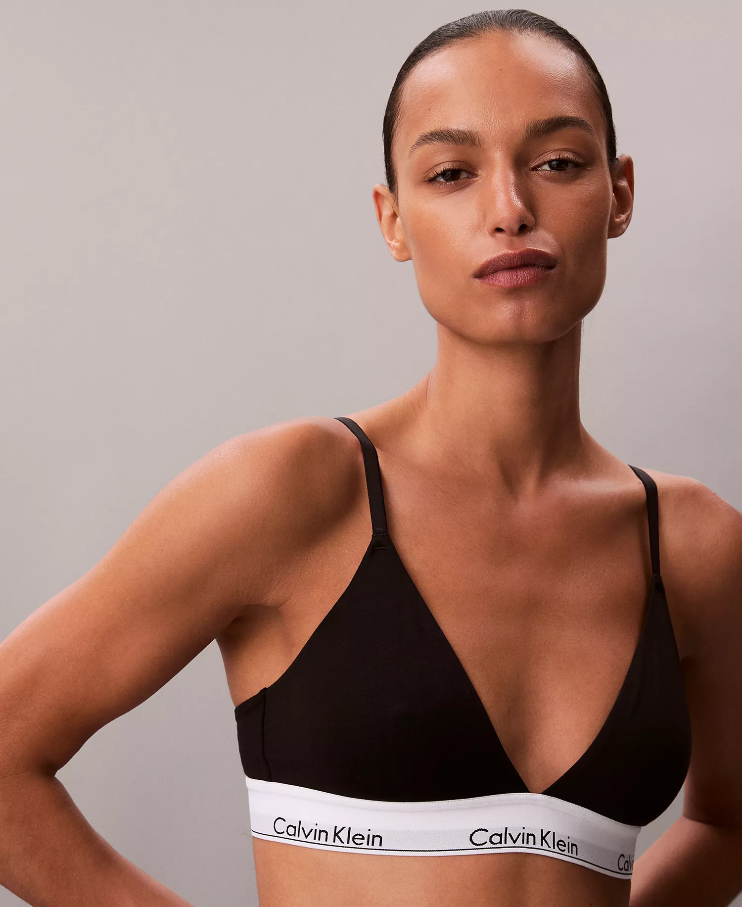 Women's Icon Cotton-Modal Lightly Lined Triangle Bralette QF8498 - Black - L