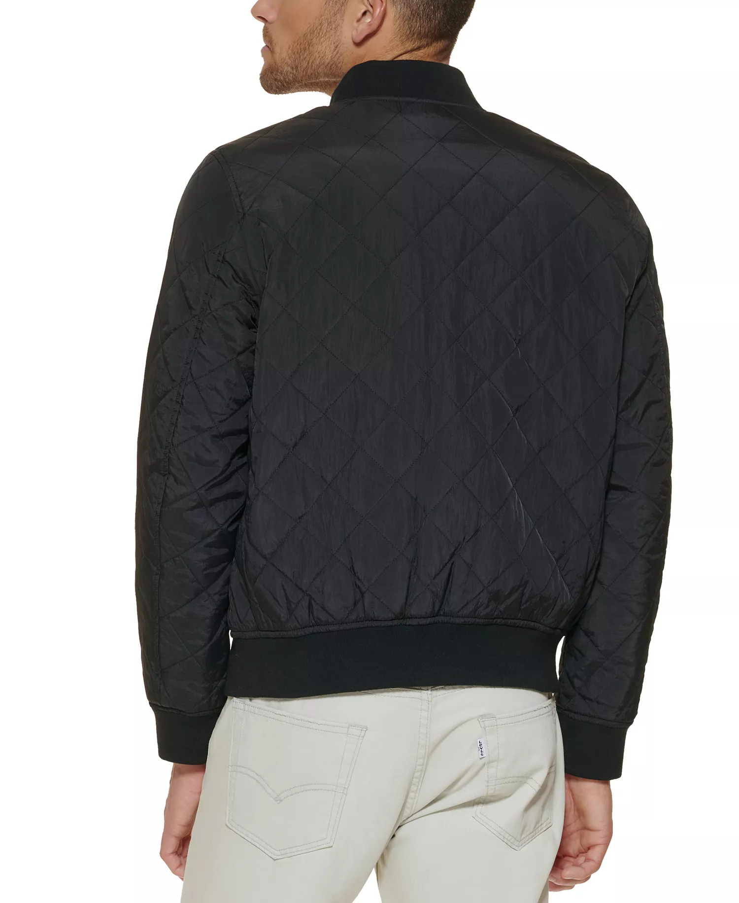 Men's Regular-Fit Diamond-Quilted Bomber Jacket  - Black - 2XL