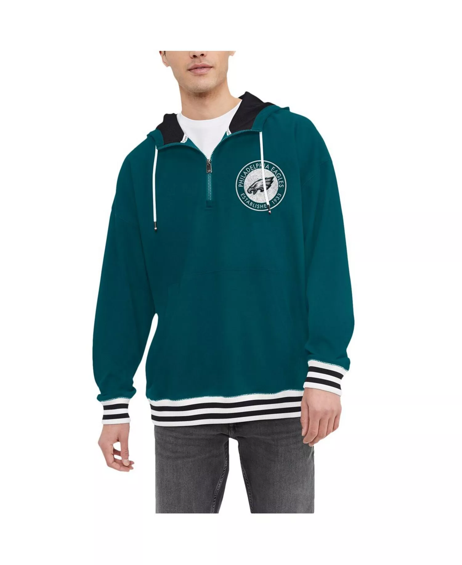 Men's Midnight Green Philadelphia Eagles Aaron Quarter-Zip Hoodie - Midnight Green - 2XL