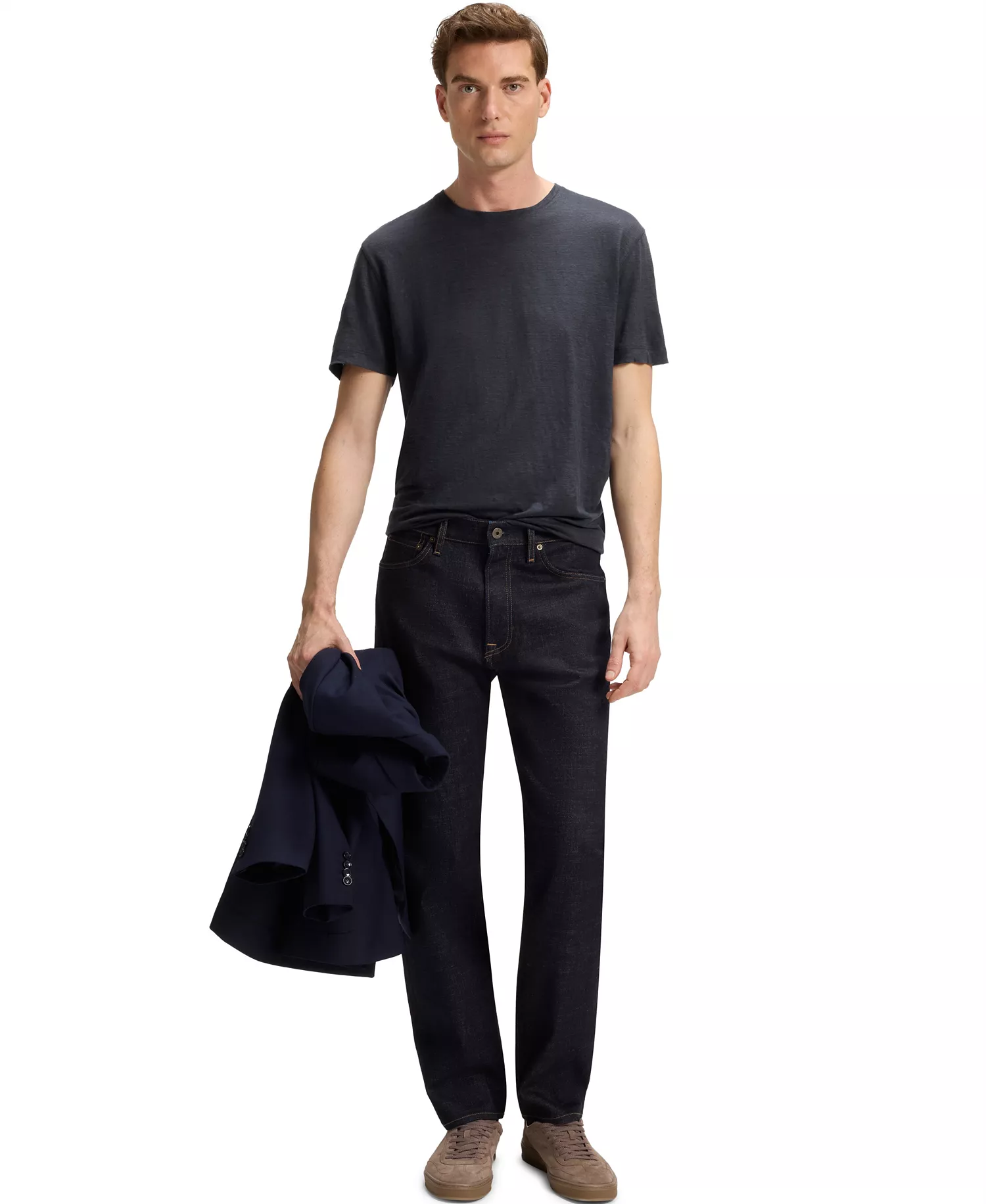 BECKHAM x BOSS Men's Soft Linen Regular-Fit T-Shirt - Dark Blue - 2XL